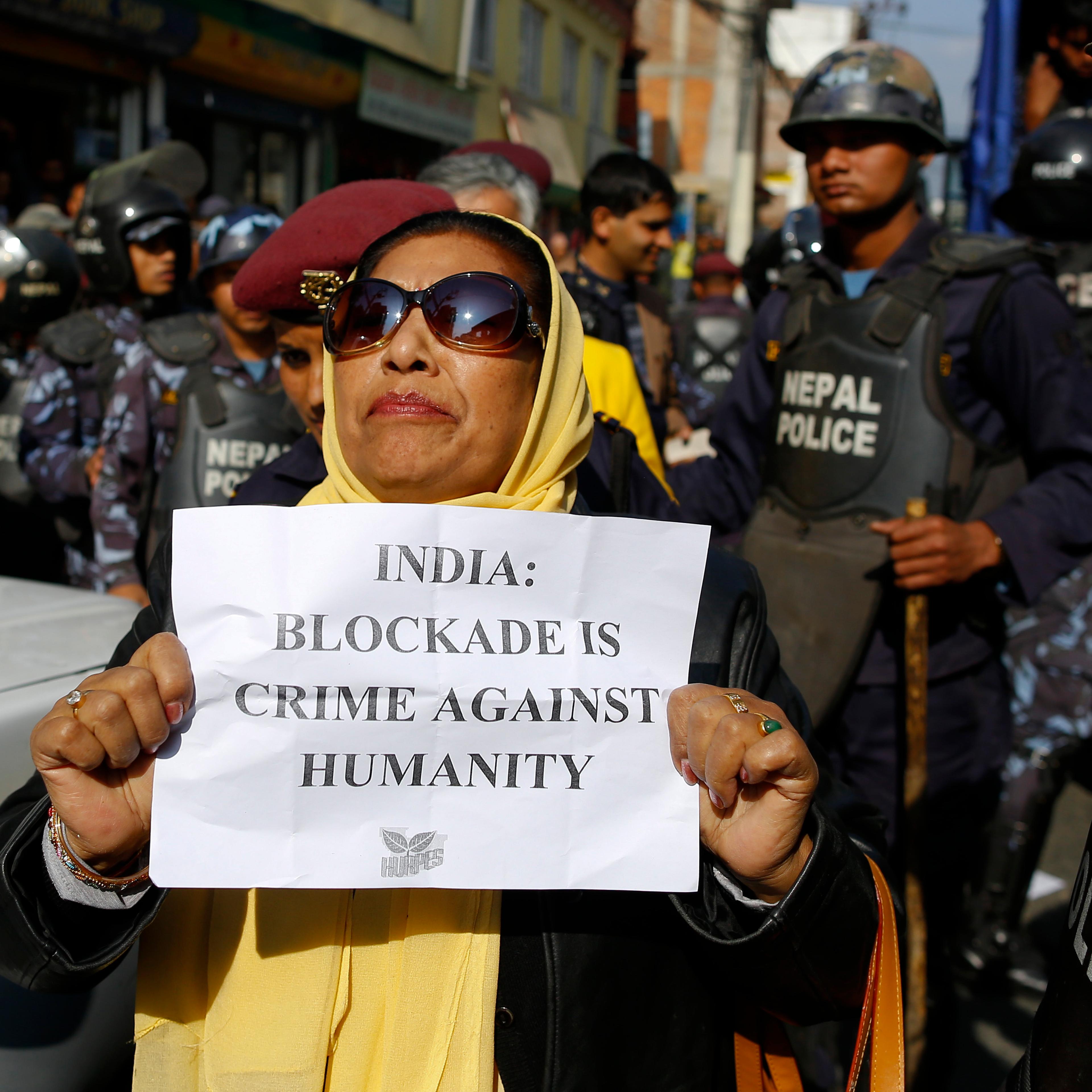 Protest rally in front of the Indian Embassy in Kathmandu