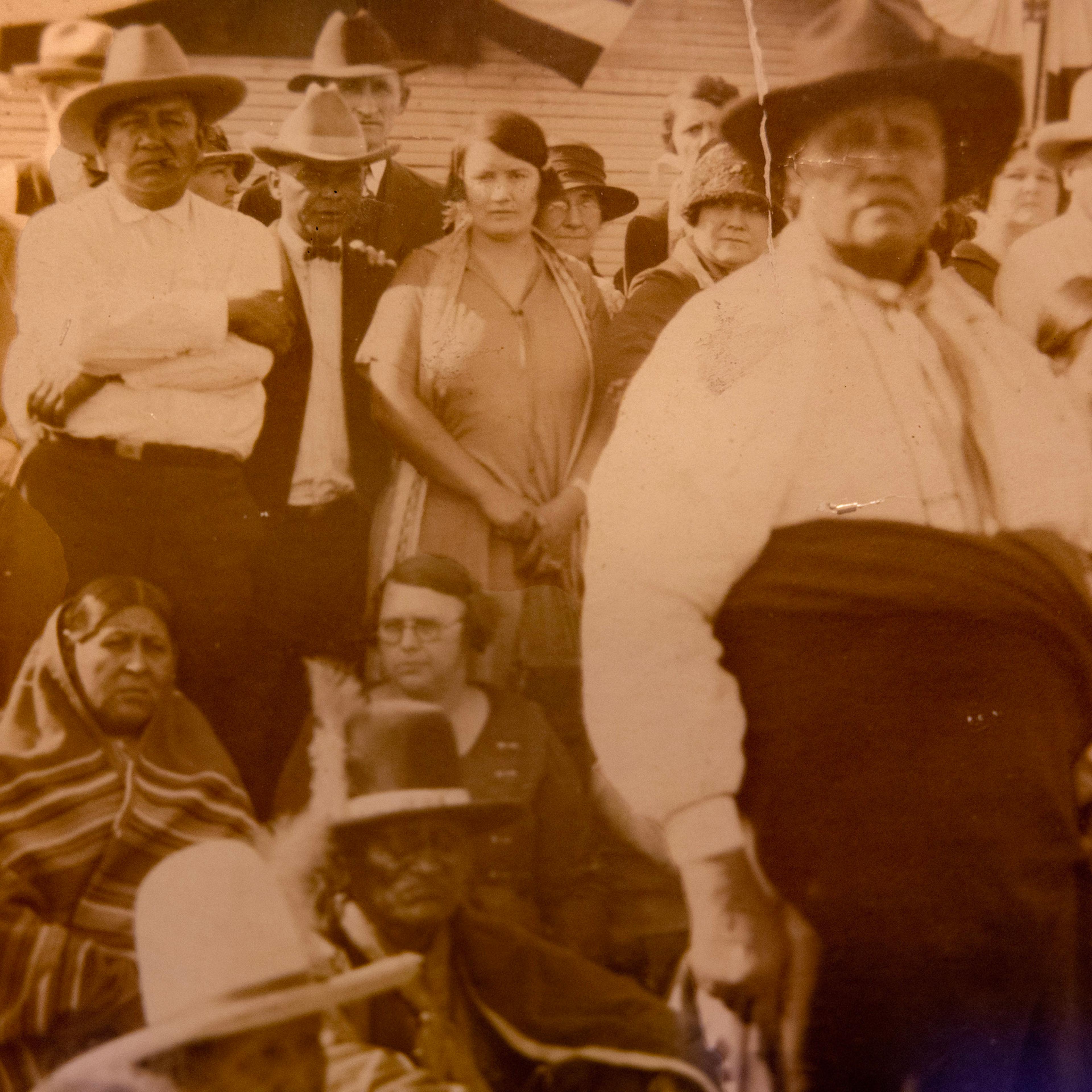 An old photograph in the home of Archie Mason, an Osage Nation traditional leader.
