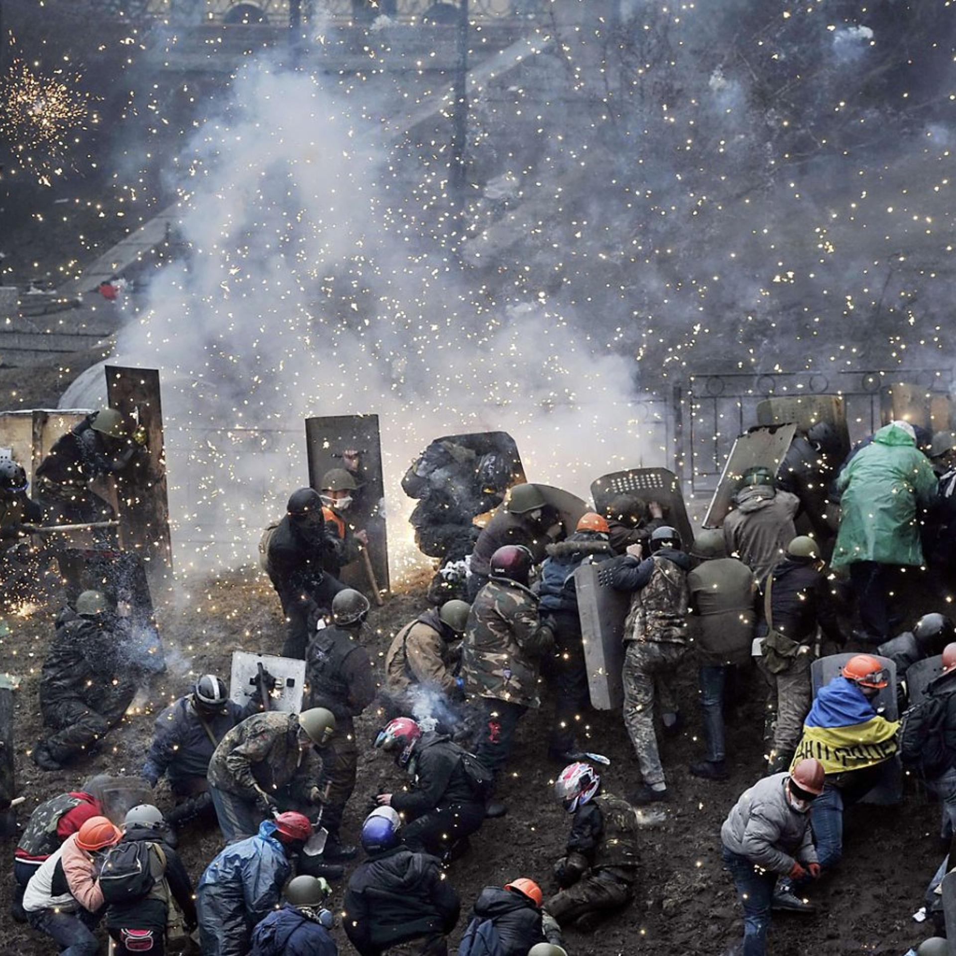 Protesters clash with police after gaining new positions near the Independence square in Kiev, Ukraine on February 20, 2014.