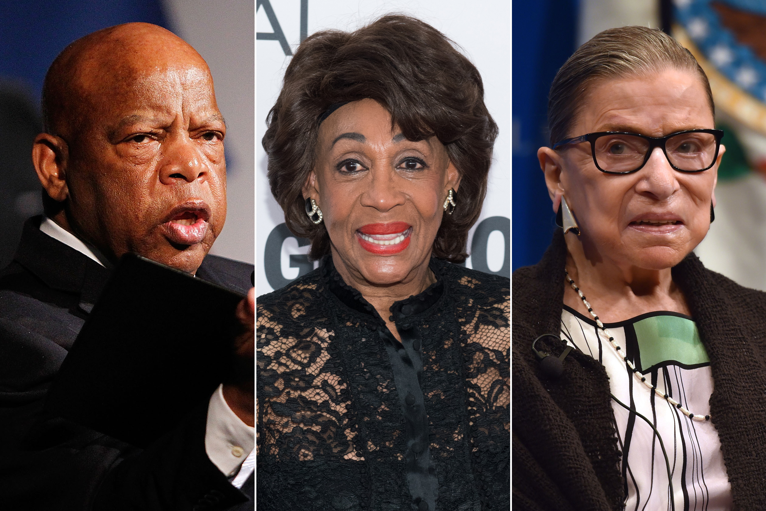 Reps. John Lewis, Maxine Waters, and Ruth Bader Ginsburg