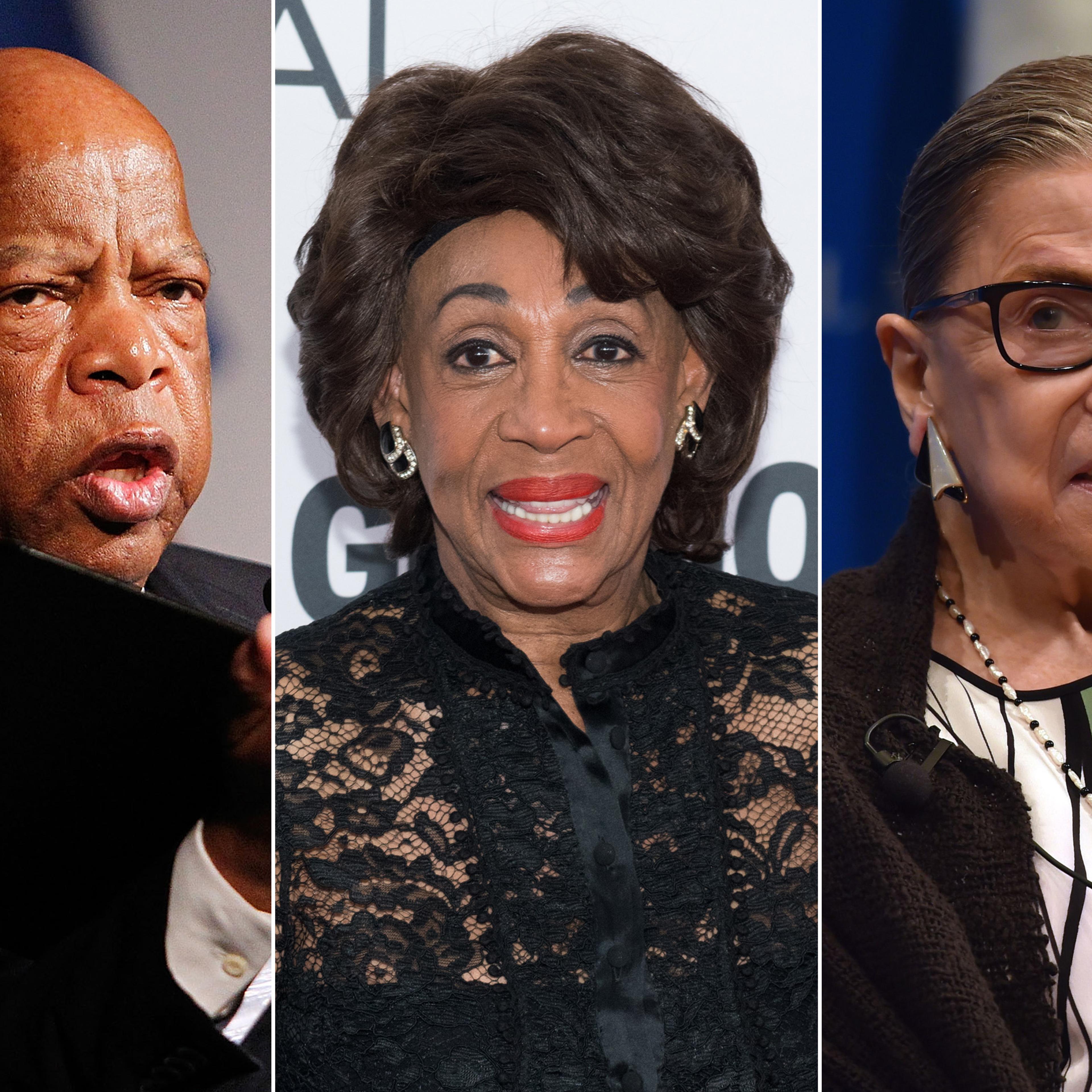 Reps. John Lewis, Maxine Waters, and Ruth Bader Ginsburg