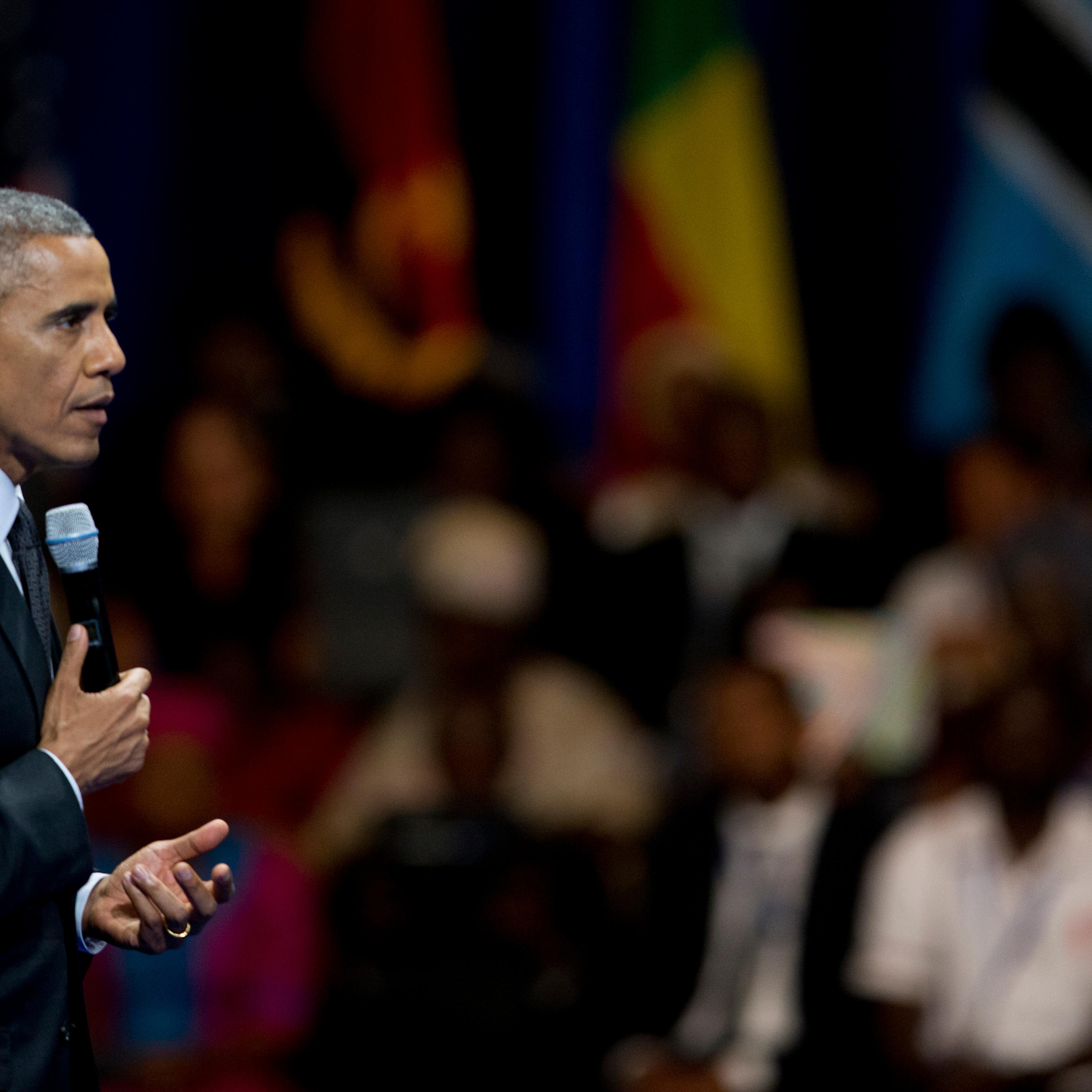 President Barack Obama speaks to participants of the Presidential Summit for the Washington Fellowship for Young African Leaders in Washington on July 28, 2014.