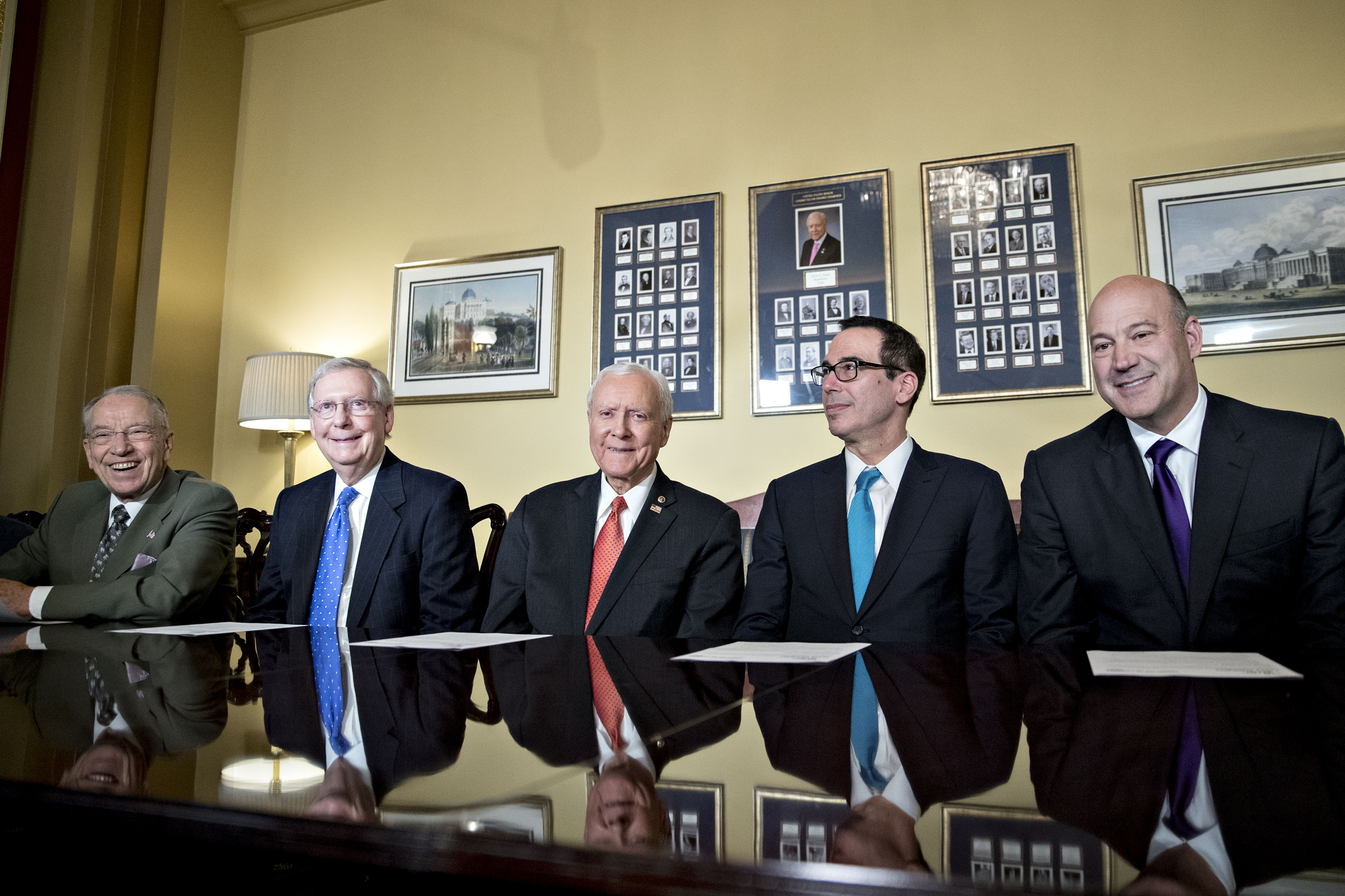 Gary Cohn And Steven Mnuchin Meet With Senate GOP On Tax Reform Bill