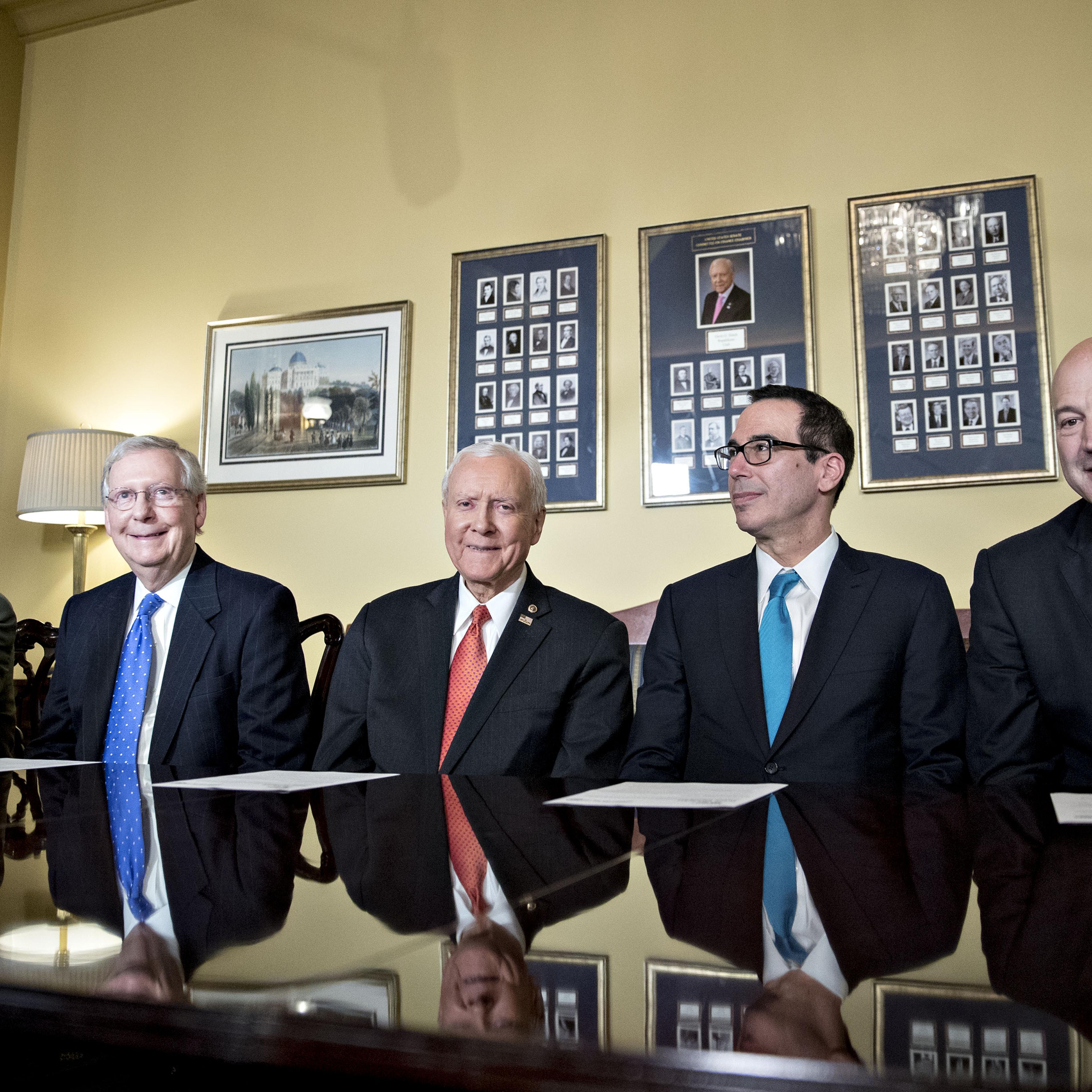 Gary Cohn And Steven Mnuchin Meet With Senate GOP On Tax Reform Bill