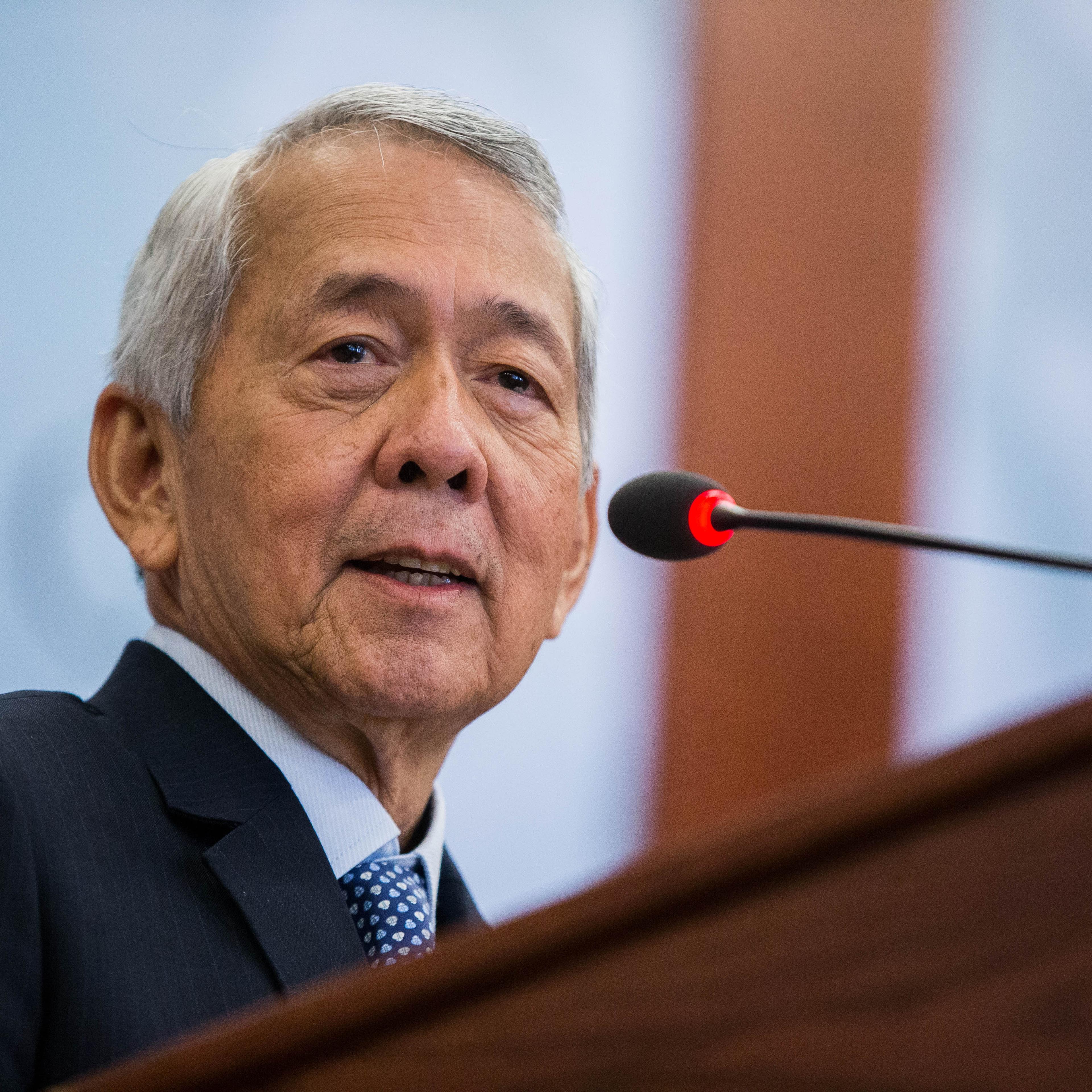 Secretary of Foreign Affairs of the Philippines Perfecto Yasay Jr. speaks during a forum at the Center for Strategic and International Studies headquarters in Washington, D.C., Sept. 15, 2016.