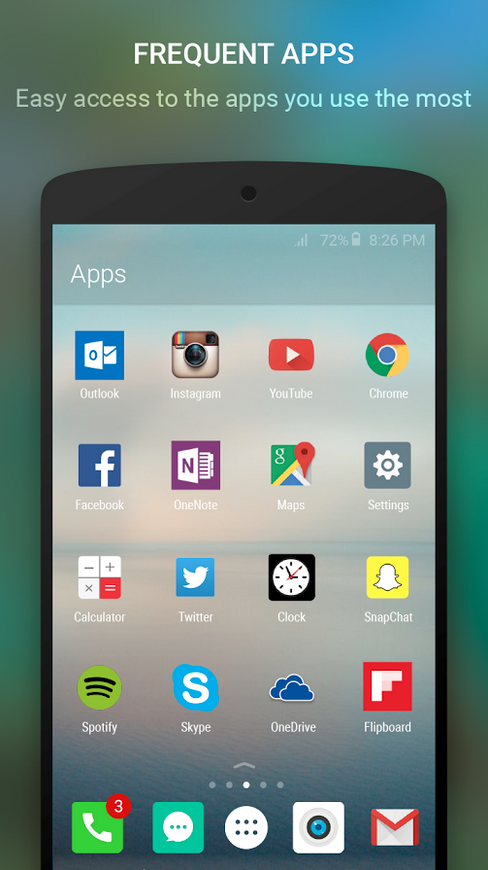 Arrow for Android organizes apps by how frequently they're used.