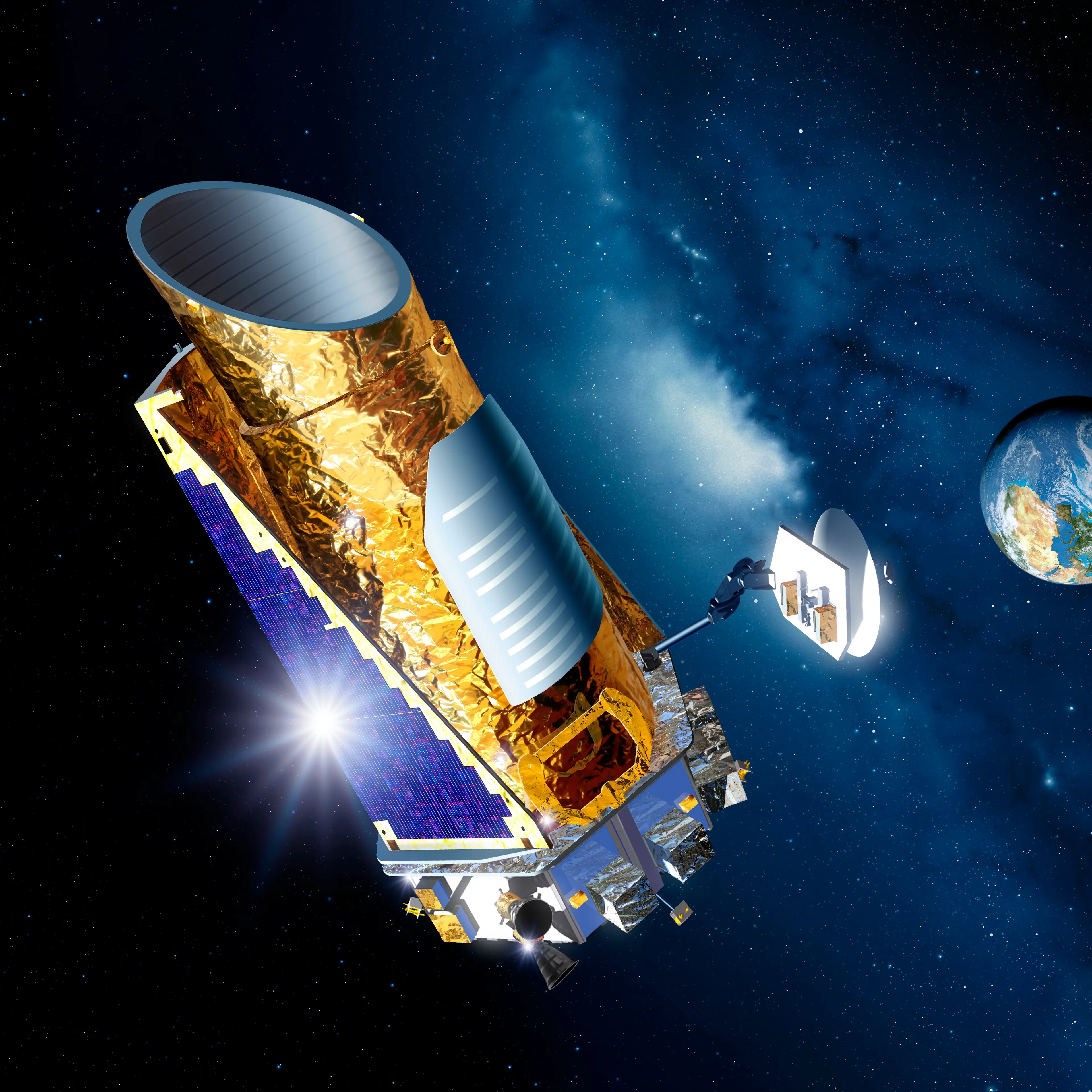 Kepler, in an artist's rendering: orbiting close to home, but looking far, far away