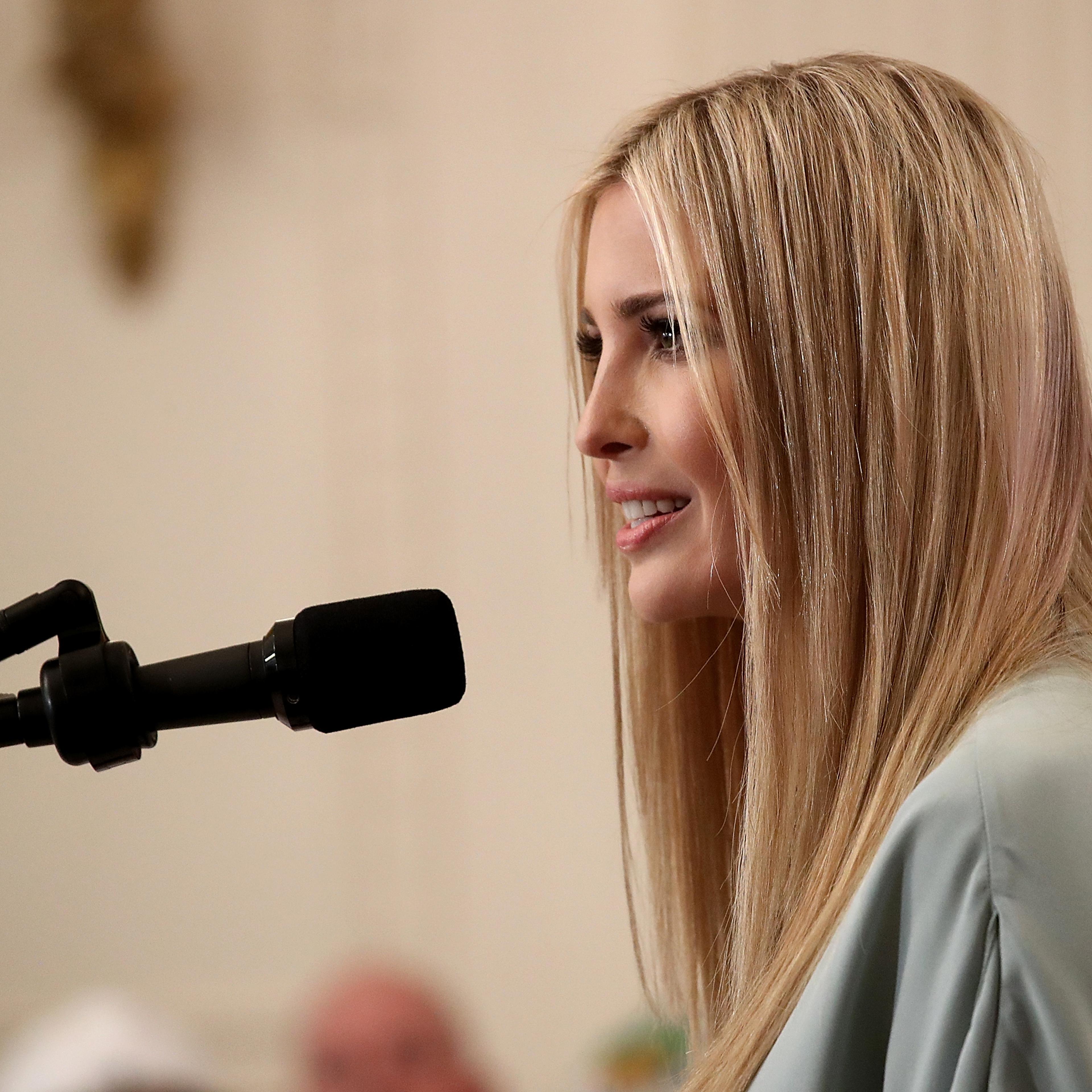 Ivanka speaks to an audience in Washington