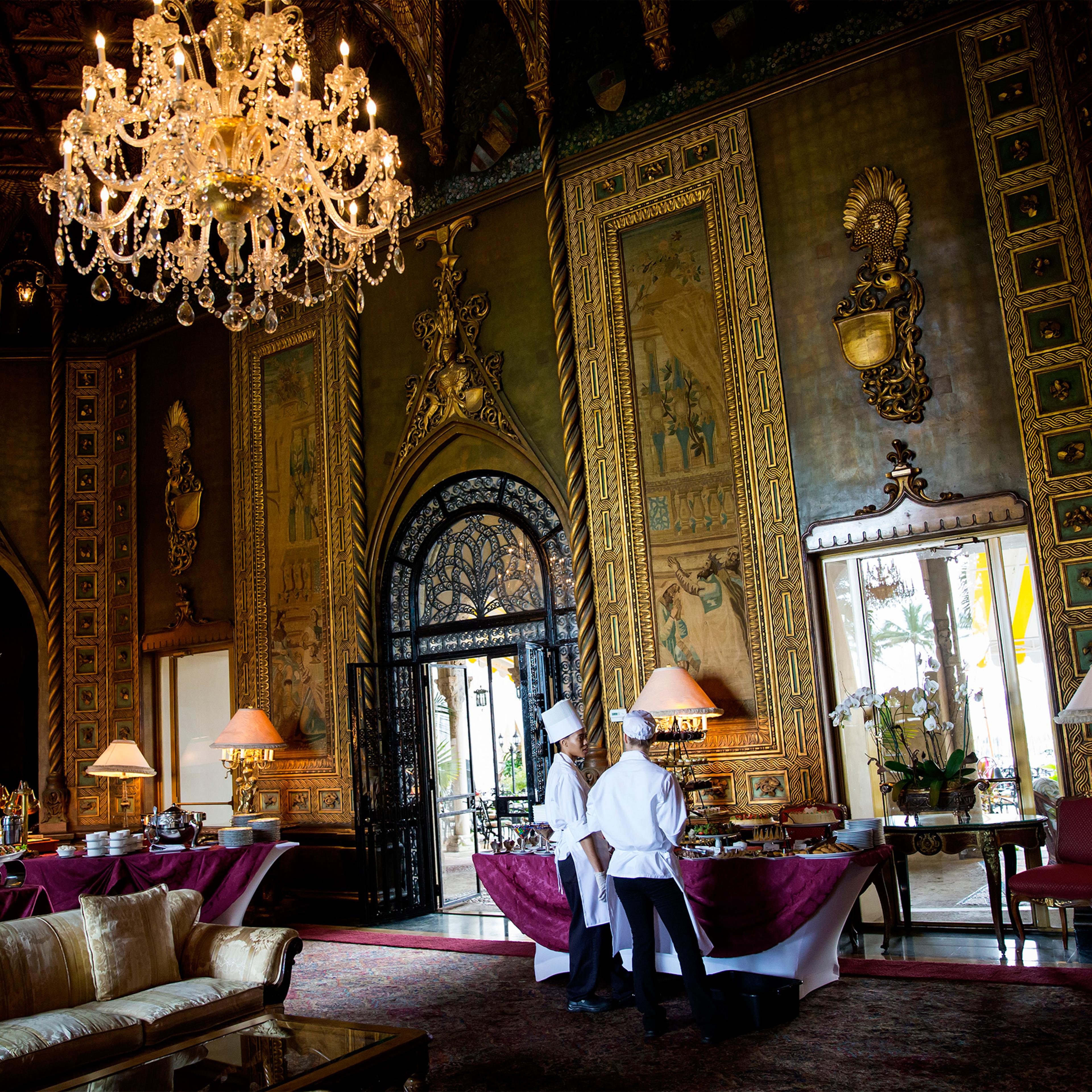 The main living room in Donald Trump's Mar-a-Lago estate in Palm Beach, Fla., March 4, 2016.