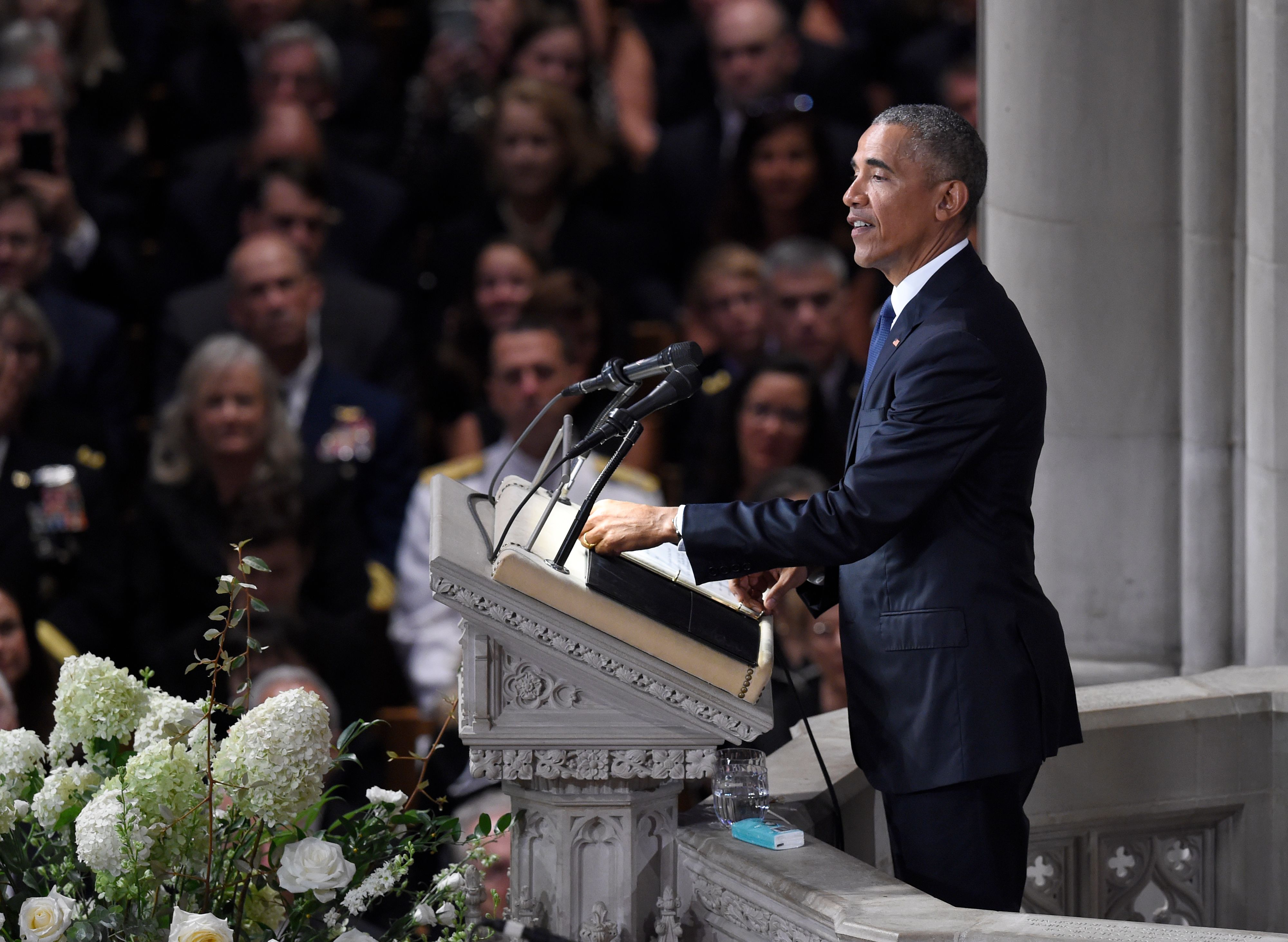 Former U.S. President Barack Obama speaks