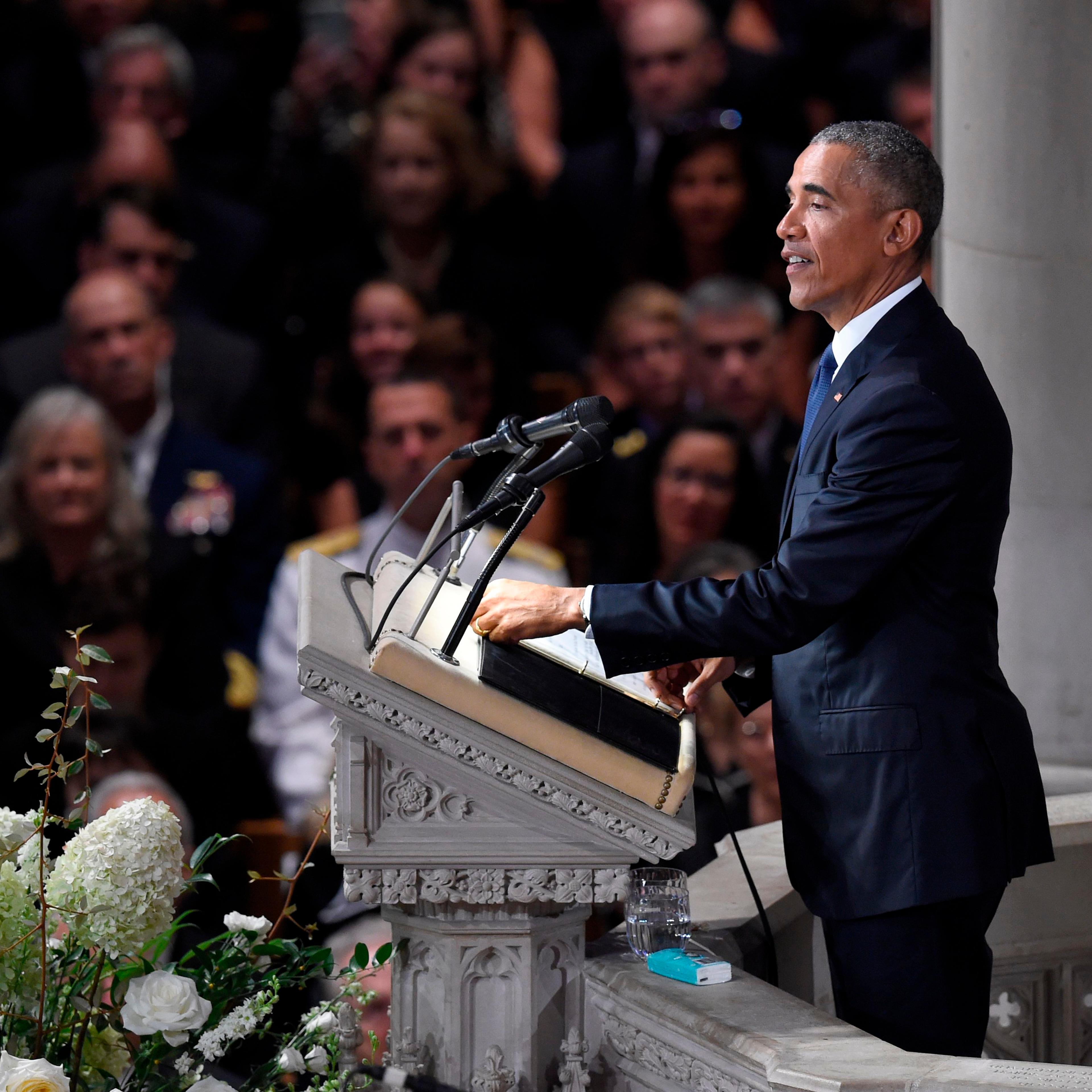 Former U.S. President Barack Obama speaks