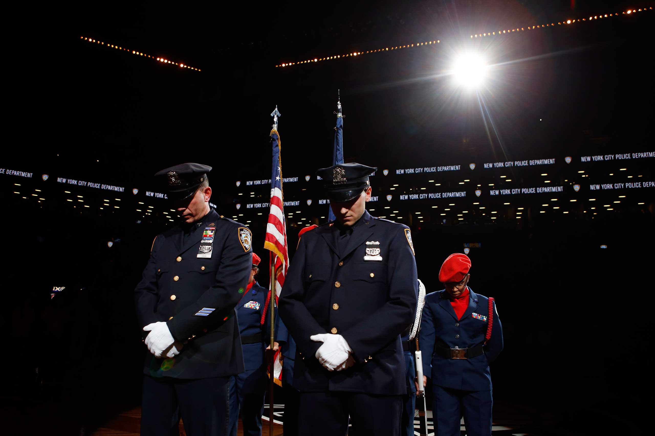 APTOPIX Pistons Nets Basketball NYPD Officers Shot