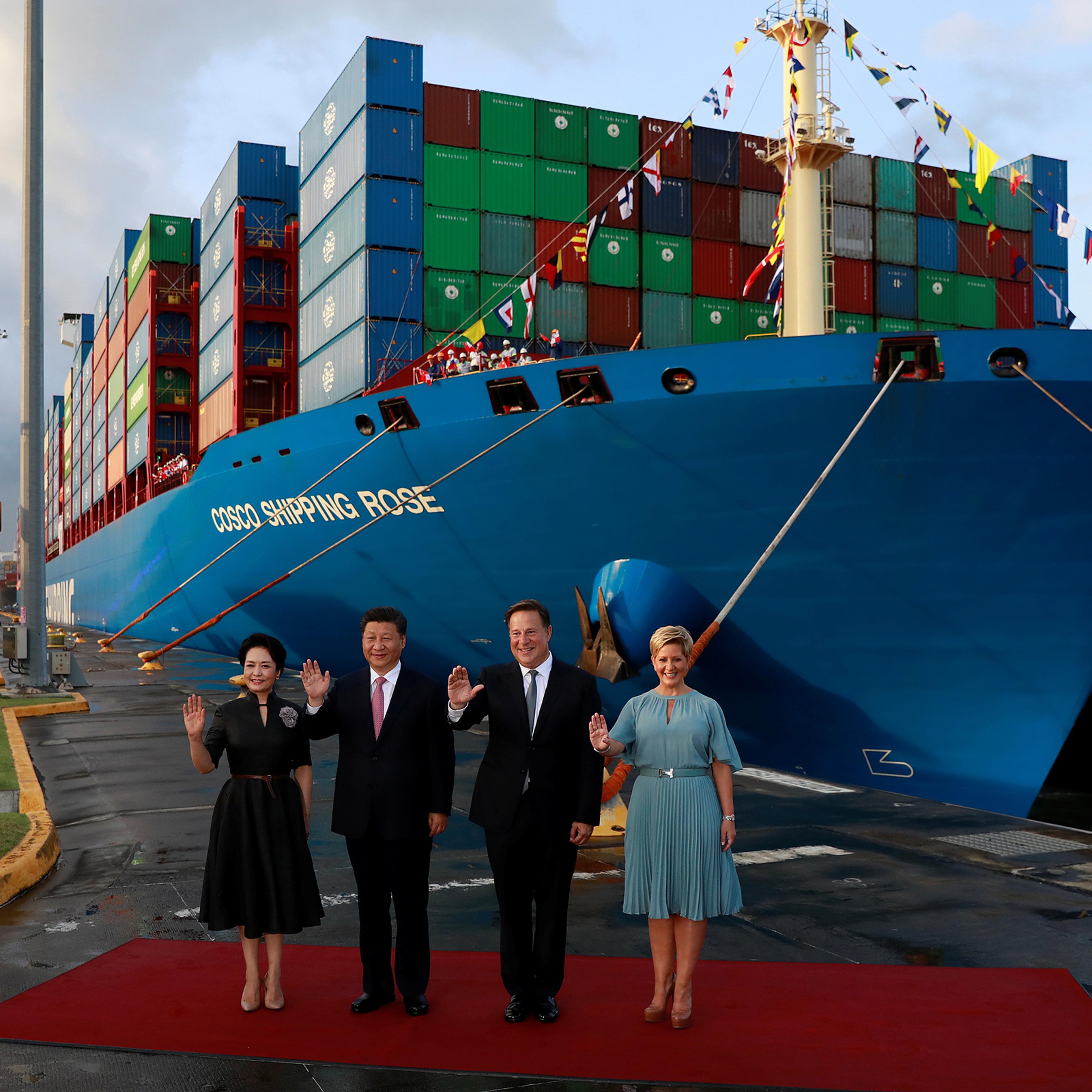 China’s President Xi Jinping and his wife Peng Liyuan with Panama’s then President Juan Carlos Varela and First Lady Lorena Castillo in December 2018