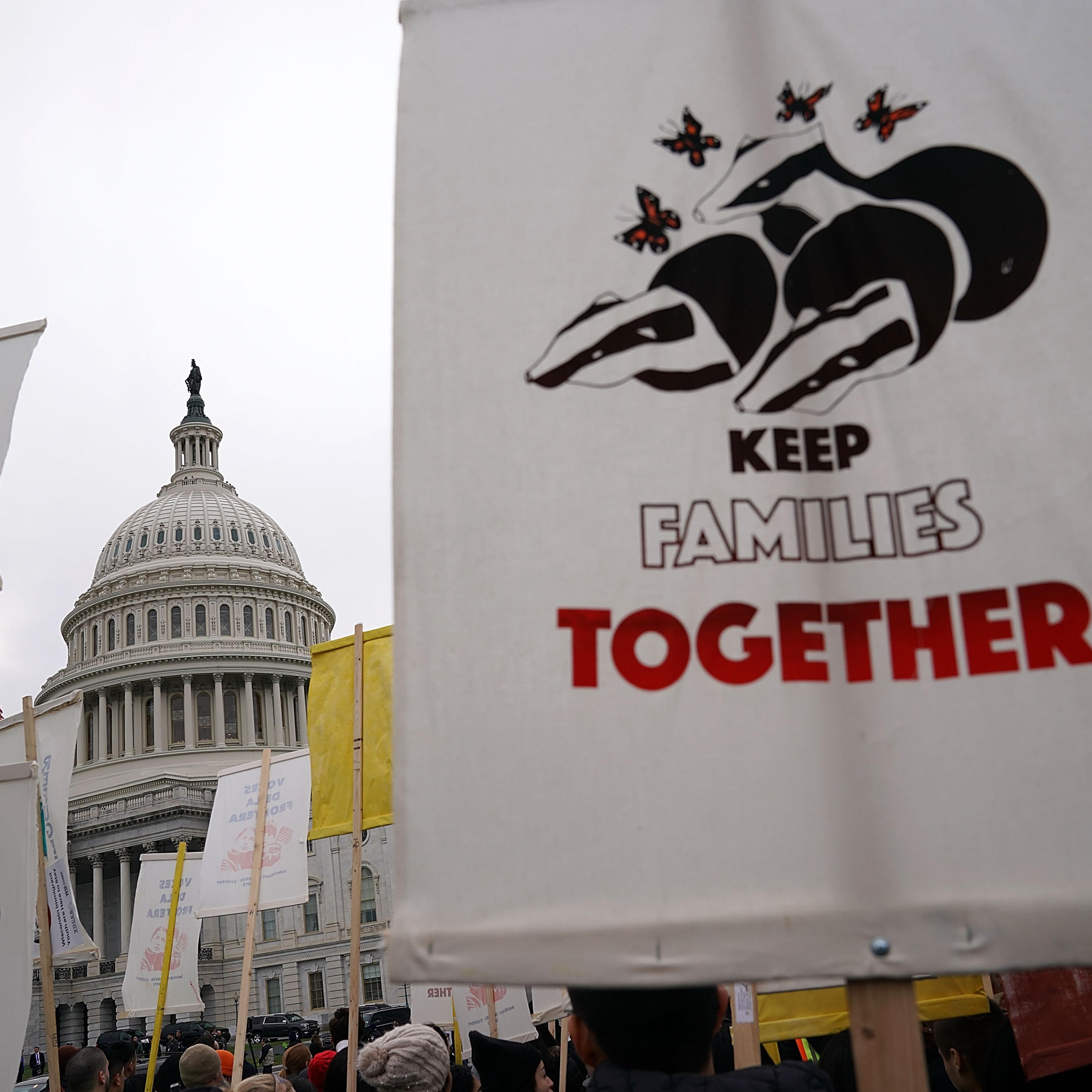 Immigration activists stage a protest in front the U.S. Capitol December 6, 2017 in Washington, DC.