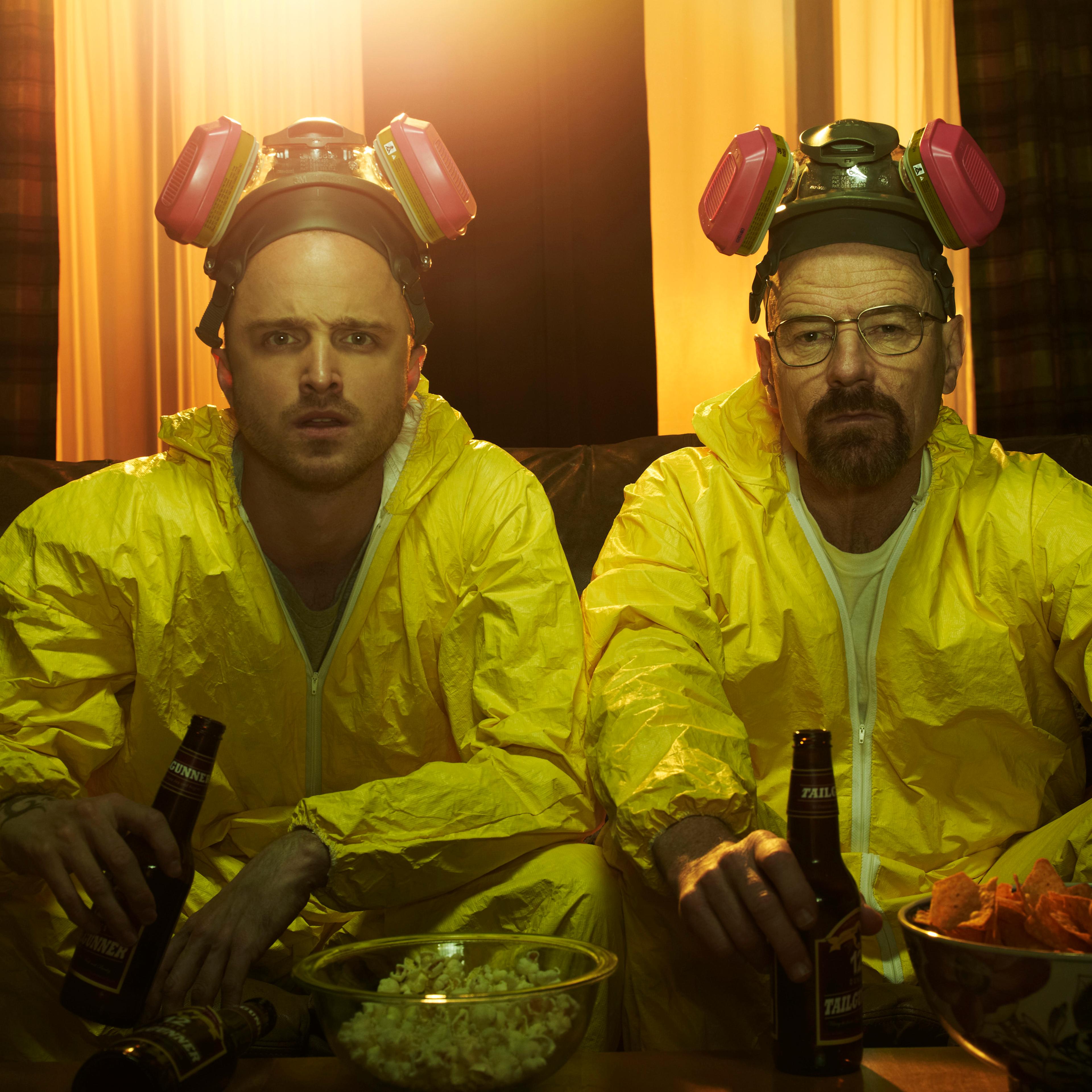 Jesse Pinkman (Aaron Paul) and Walter White (Bryan Cranston) - Breaking Bad _Season 5 - Photo Credit: Frank Ockenfels/AMC