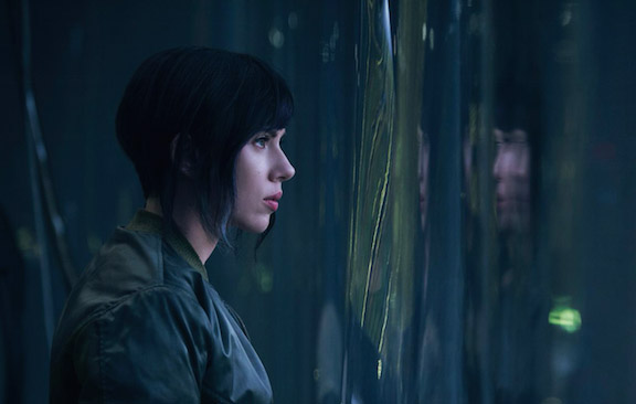 Scarlett Johansson is pictured here portraying her lead role in "Ghost in the Shell."