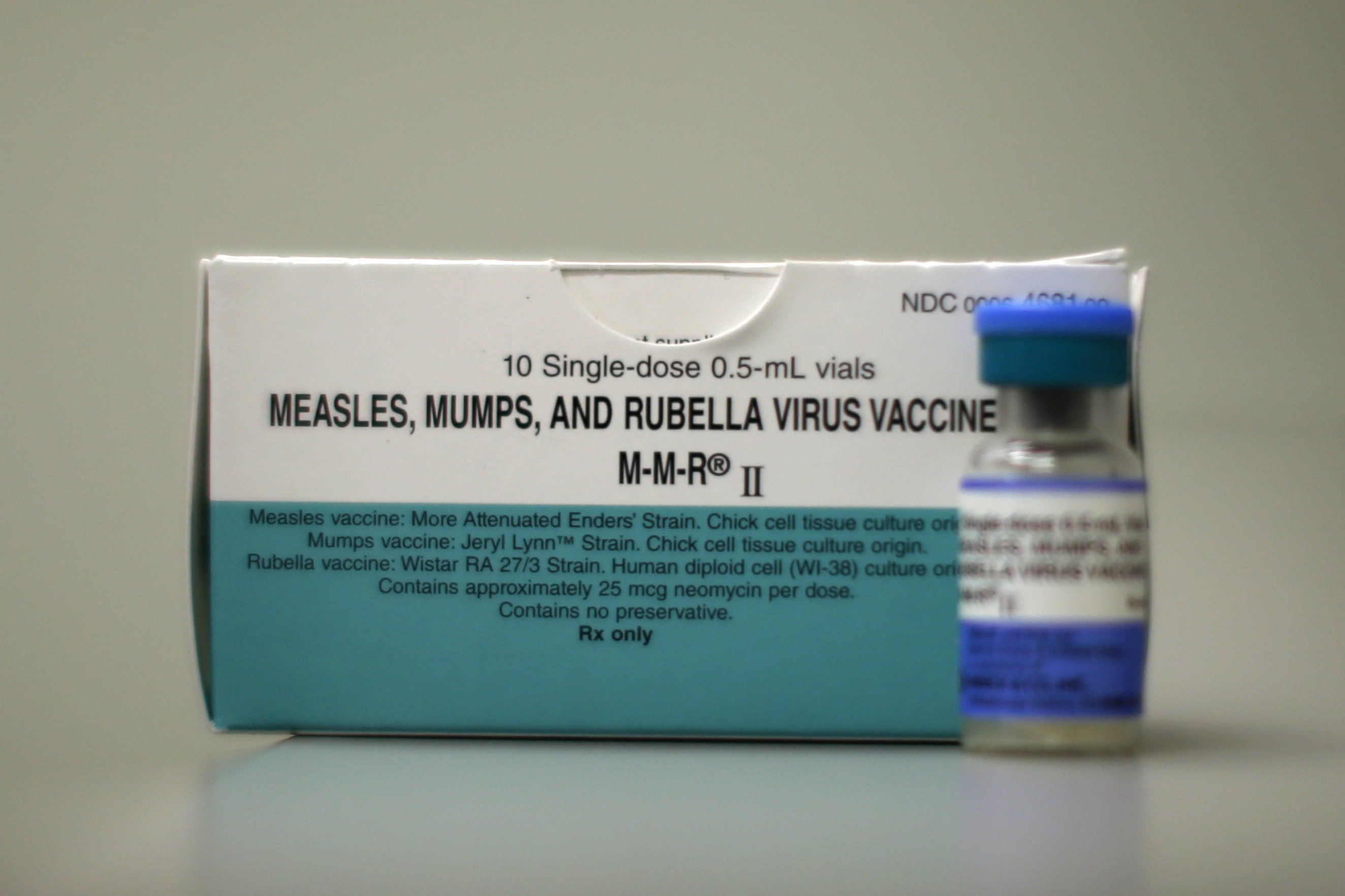 Measles vaccine is seen at Venice Family Clinic in Los Angeles