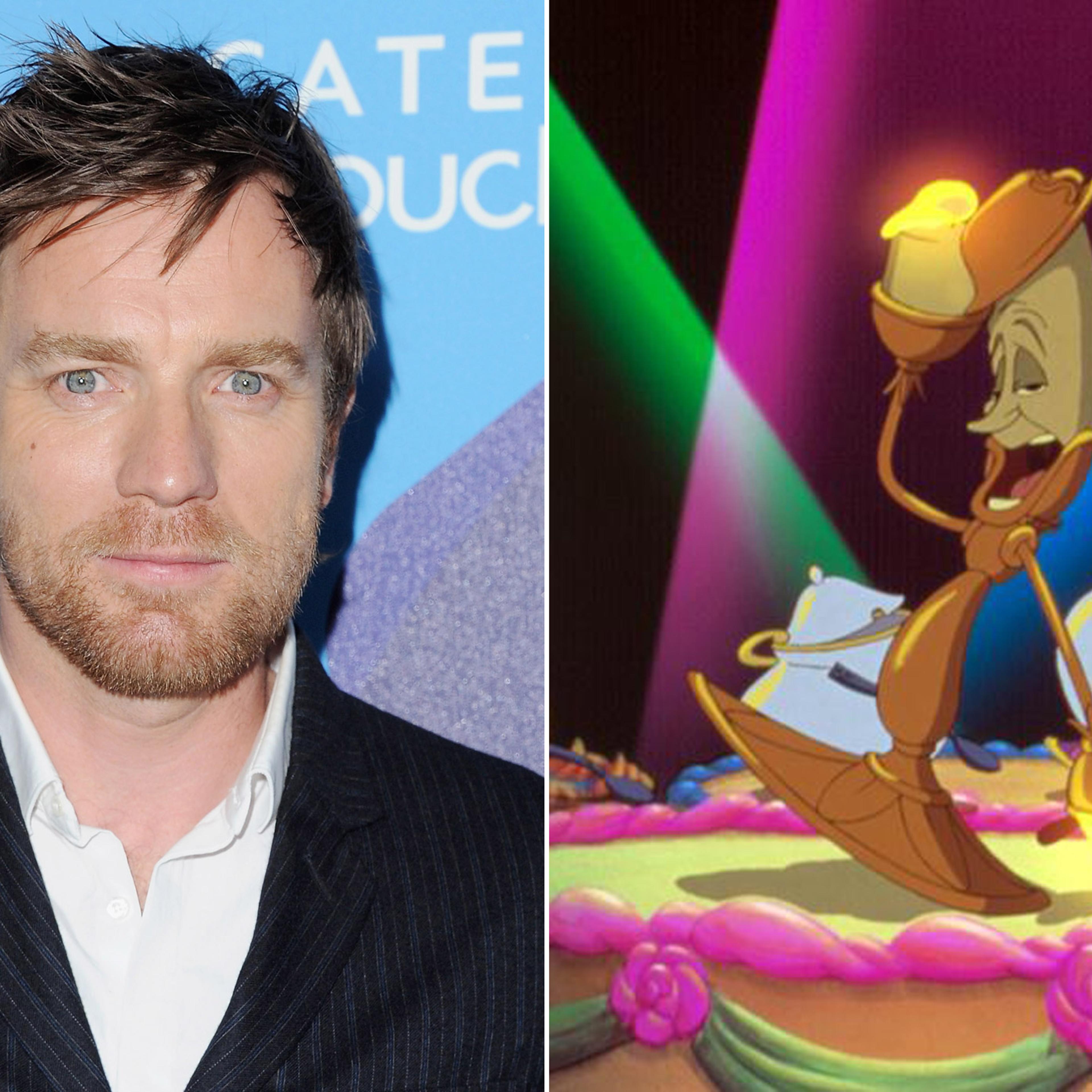 From left: Ewan McGregor and Lumiere from <i>Beauty and the Beast</i>