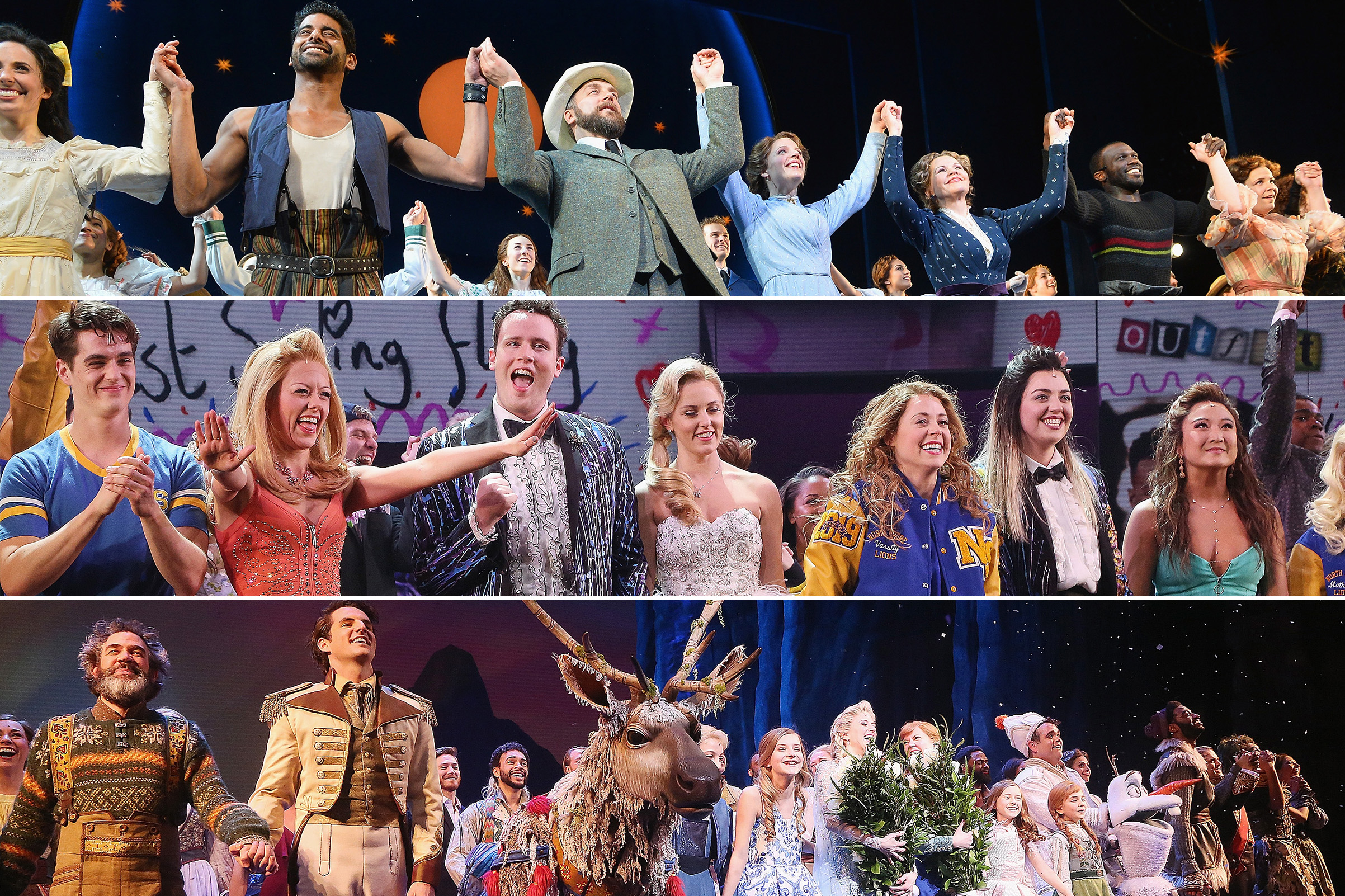 From Top to Bottom: "Carousel", "Mean Girls", and "Frozen" on Broadway