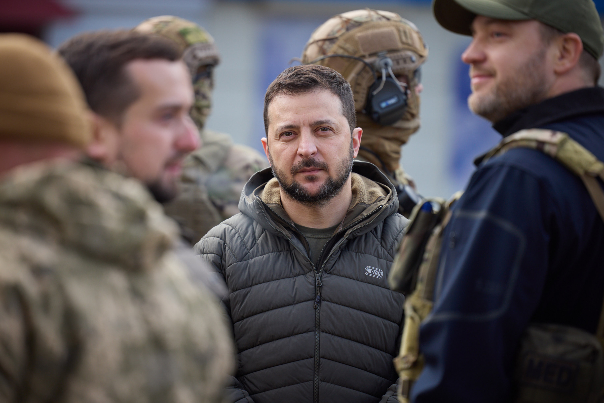 Ukrainian President Volodymyr Zelensky visits the newly liberated southern city of Kherson on Nov. 14. 