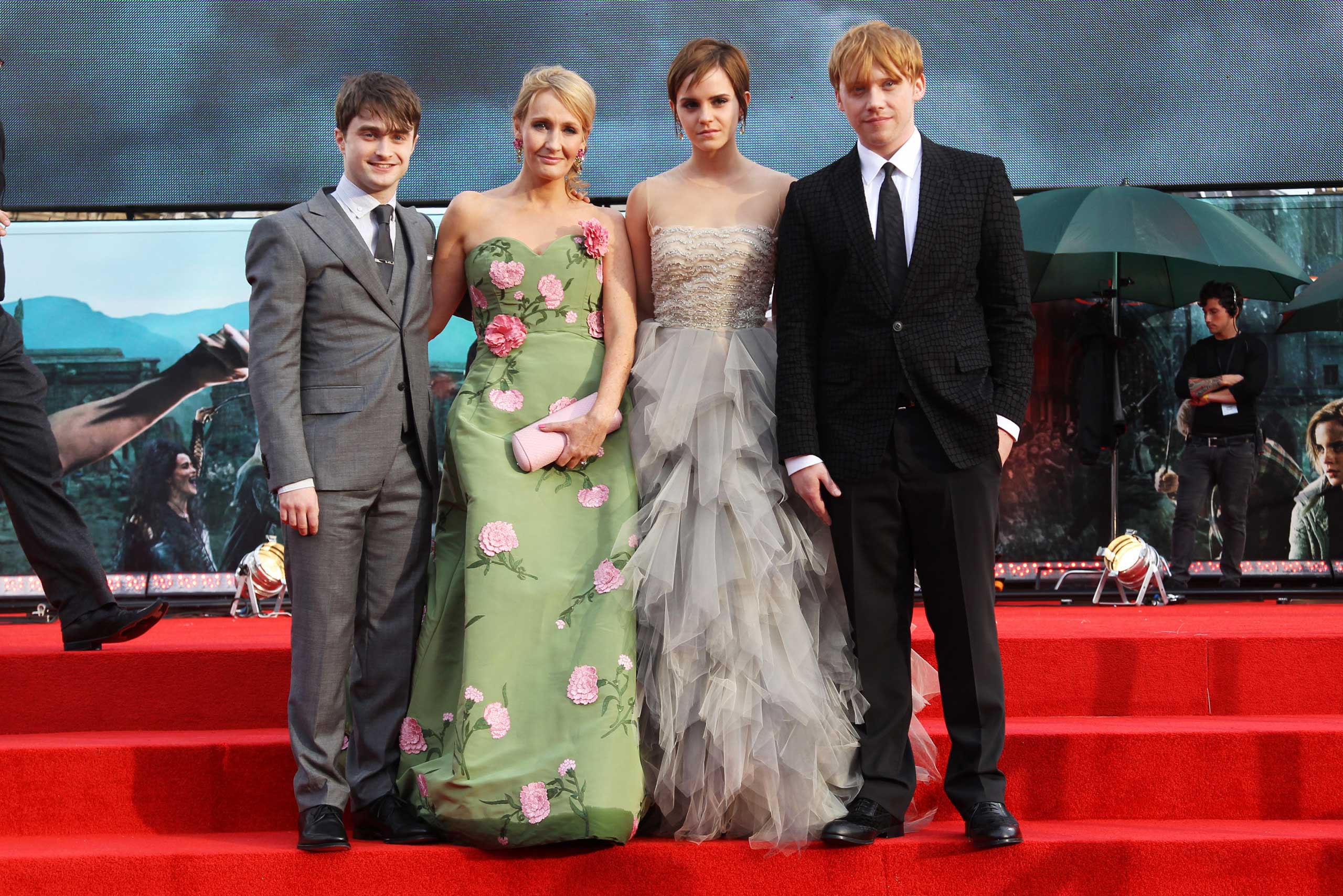 Daniel Radcliffe, J.K Rowling, Emma Watson and Rupert Grint