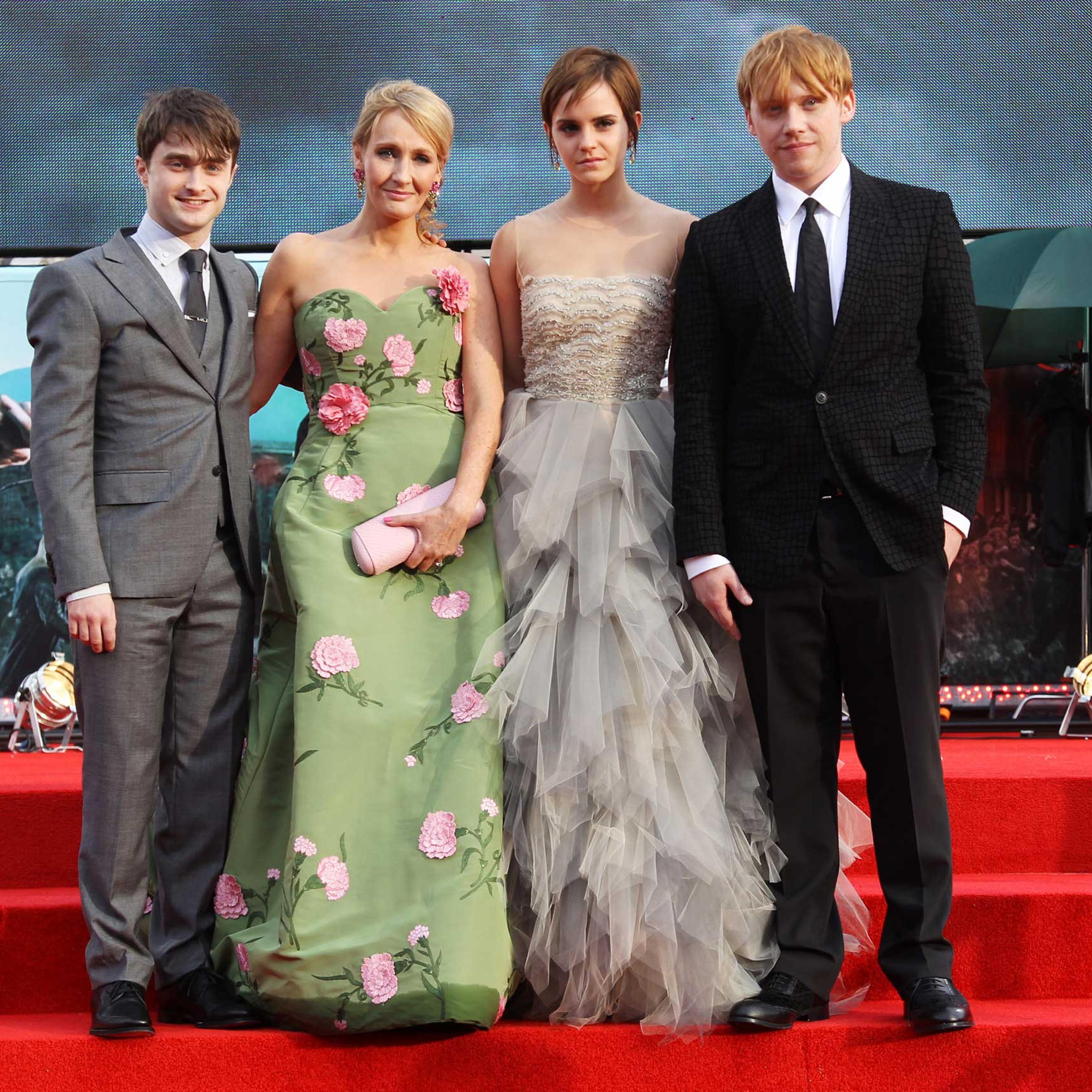 Daniel Radcliffe, J.K Rowling, Emma Watson and Rupert Grint