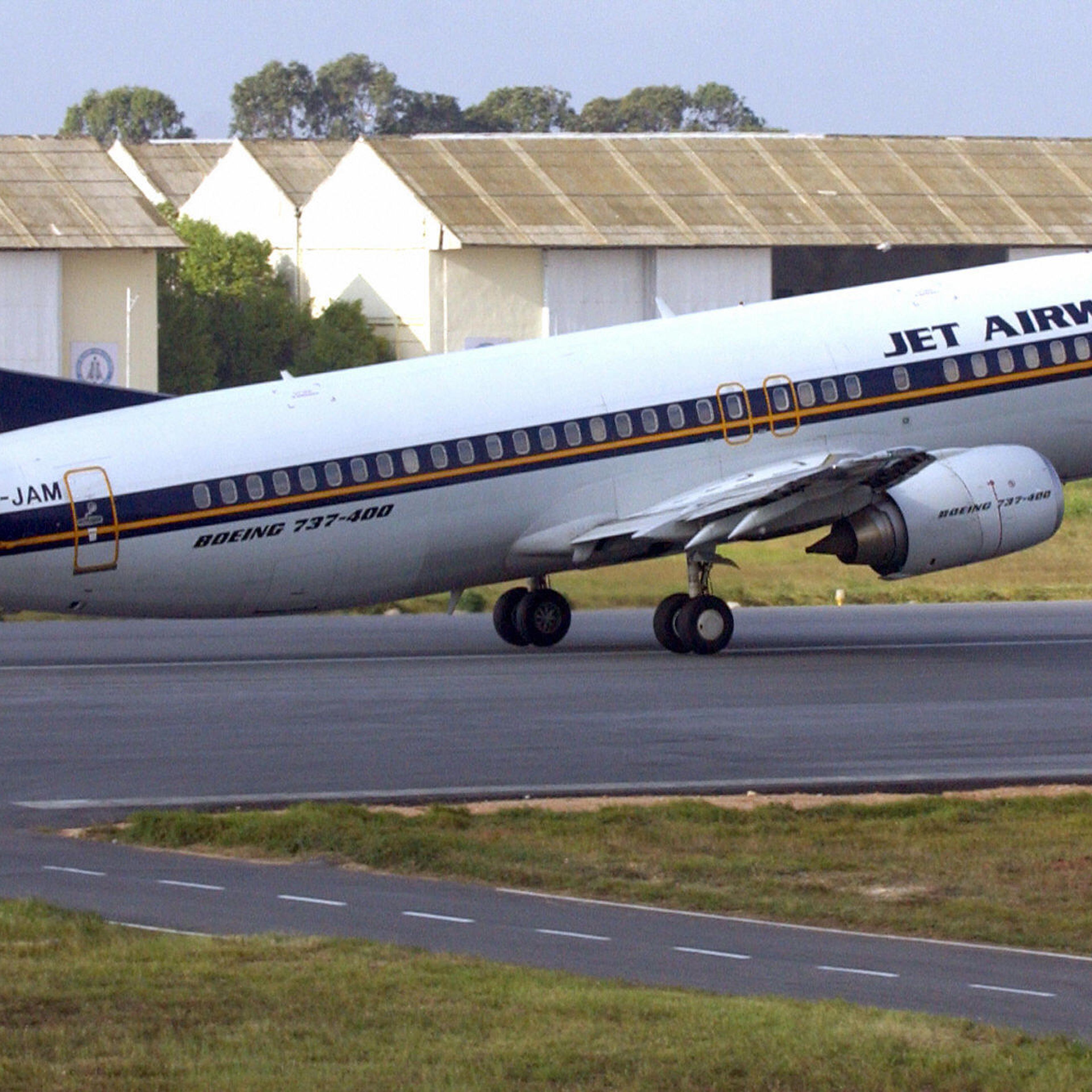 A Boeing 737-400 aircraft from the Jet Airways fleet takes off in Bangalore.