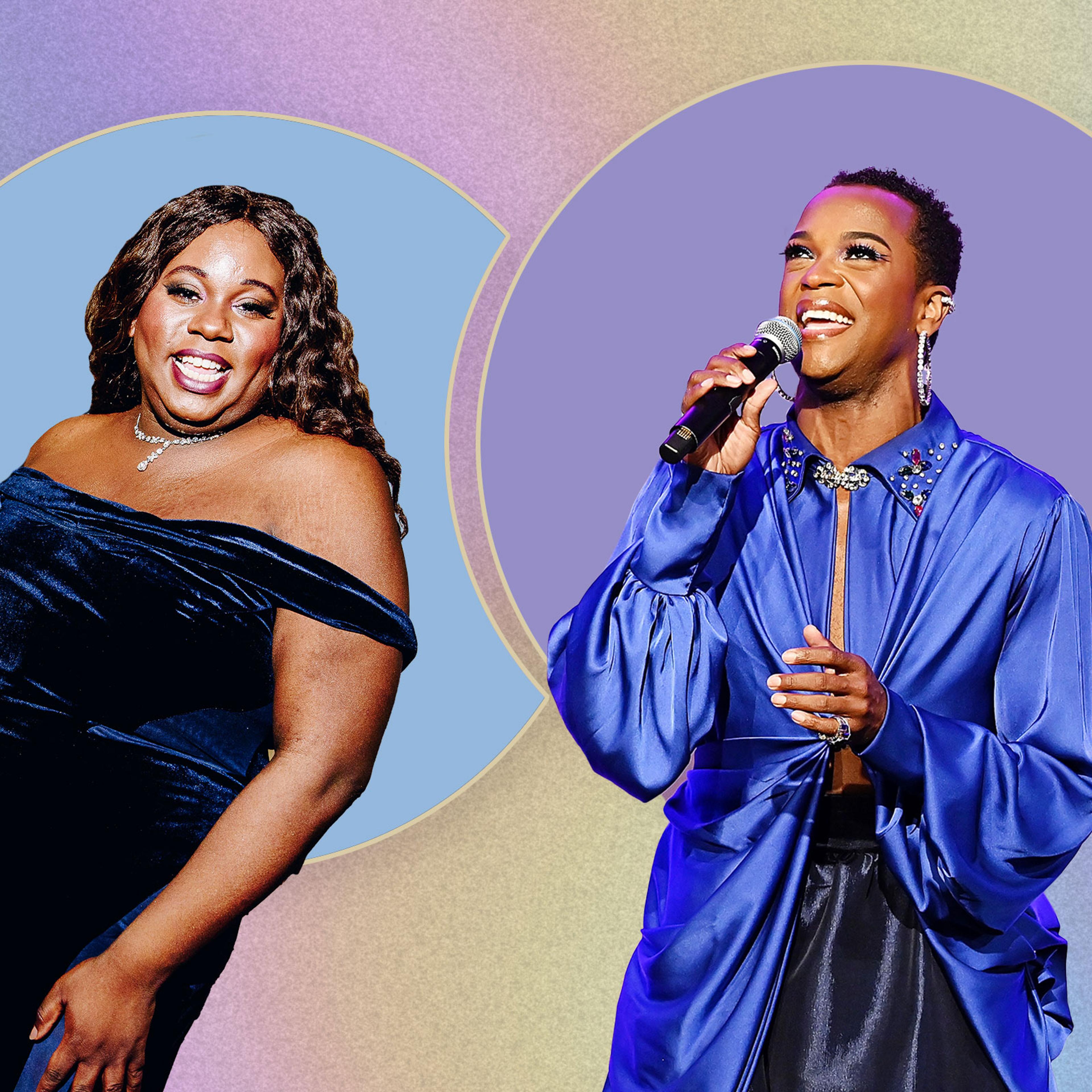 This year, Alex Newell (left) and J. Harrison Ghee (right) became the first out nonbinary acting Tony nominees.