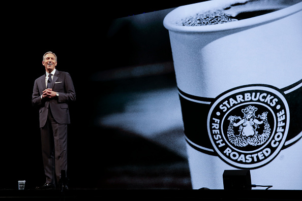 Starbucks Executive Chairman Howard Schultz speaks at the Starbucks Annual Meeting of Shareholders at McCaw Hall in Seattle, Washington on March 21, 2018.