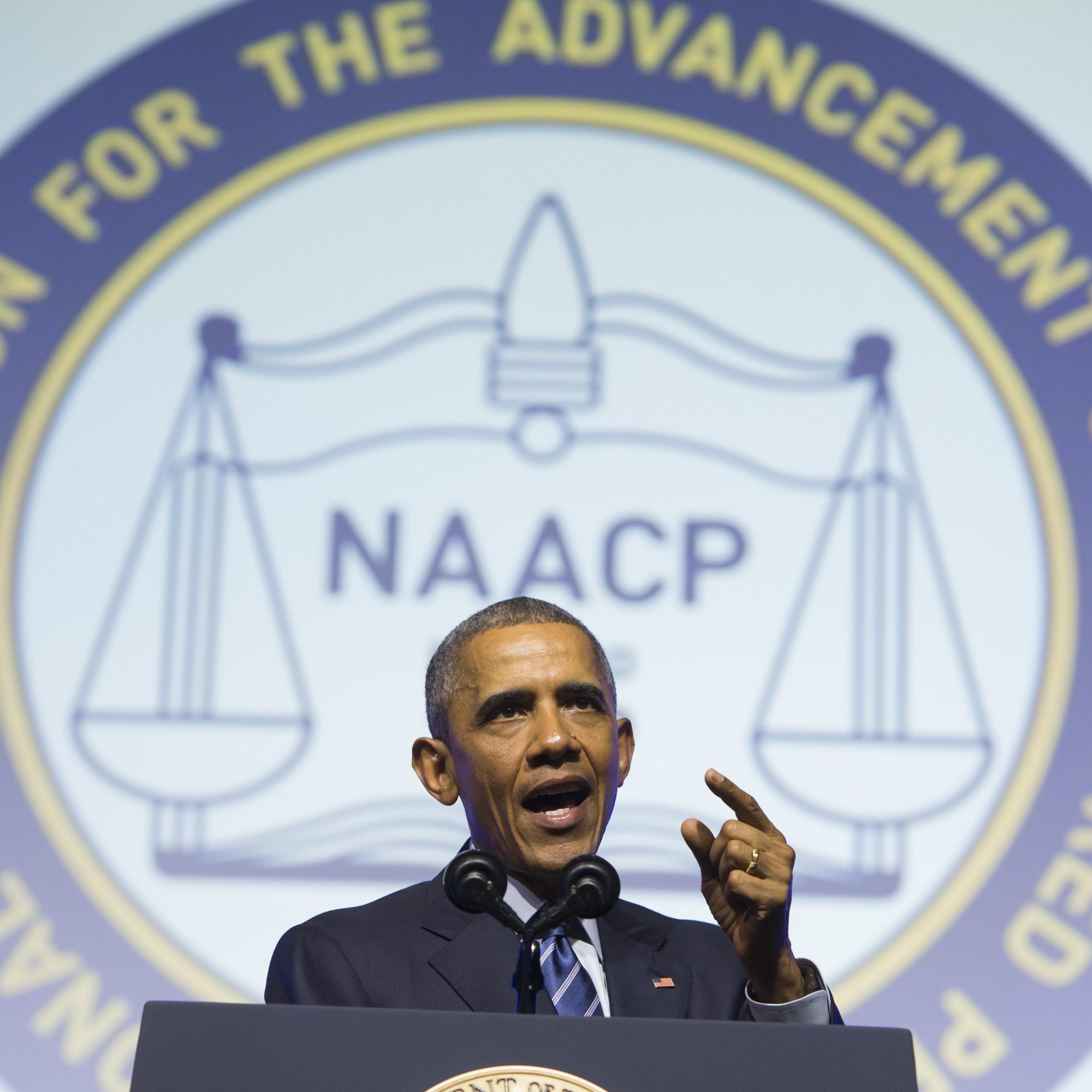President Barack Obama speaks during the NAACP's 106th National Convention in Philadelphia on July 14, 2015.
