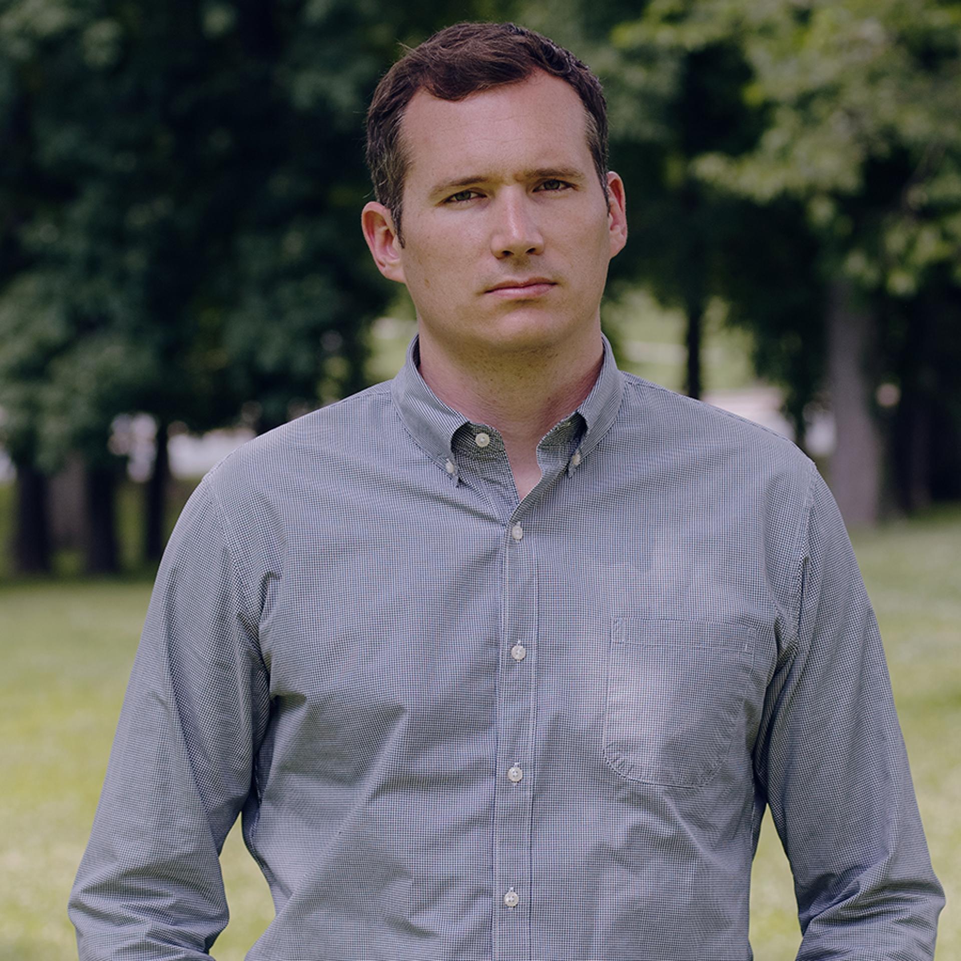 Colin Goddard, a survivor of the 2007 Virginia Tech shooting, is pictured near his home in Bethesda, Md. on May 29, 2019.