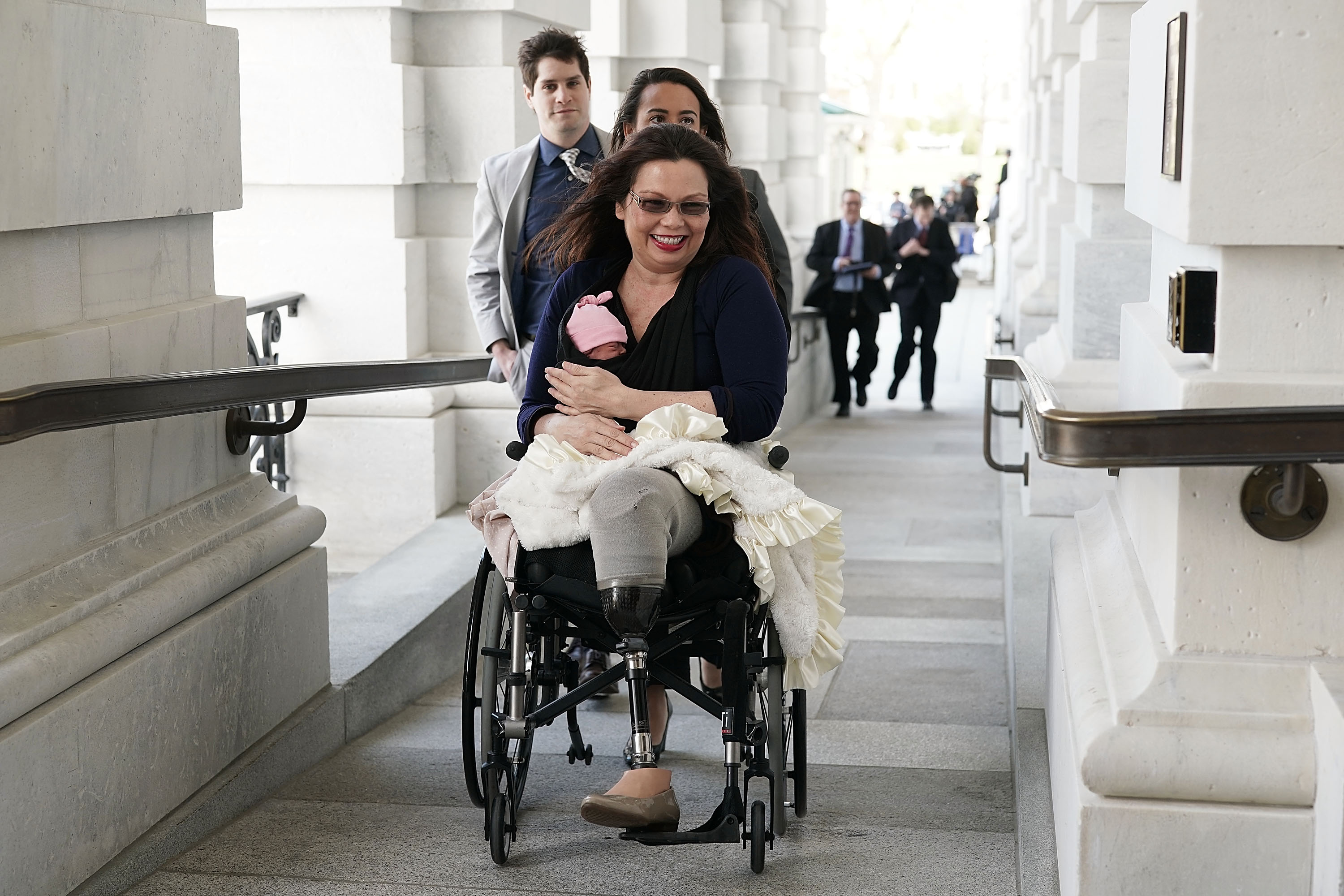 Sen. Tammy Duckworth Brings New Baby To Work After New Senate Law Passes