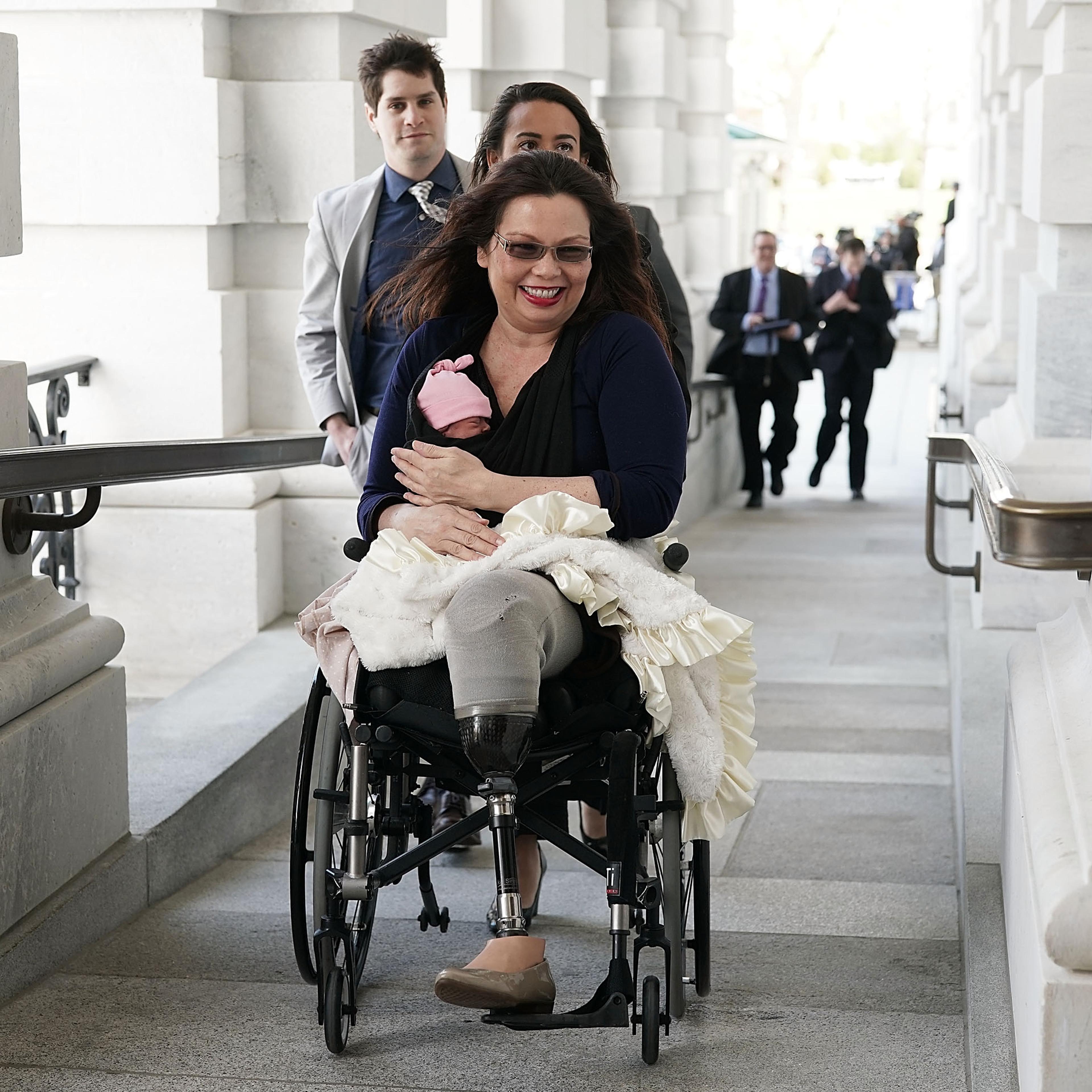Sen. Tammy Duckworth Brings New Baby To Work After New Senate Law Passes