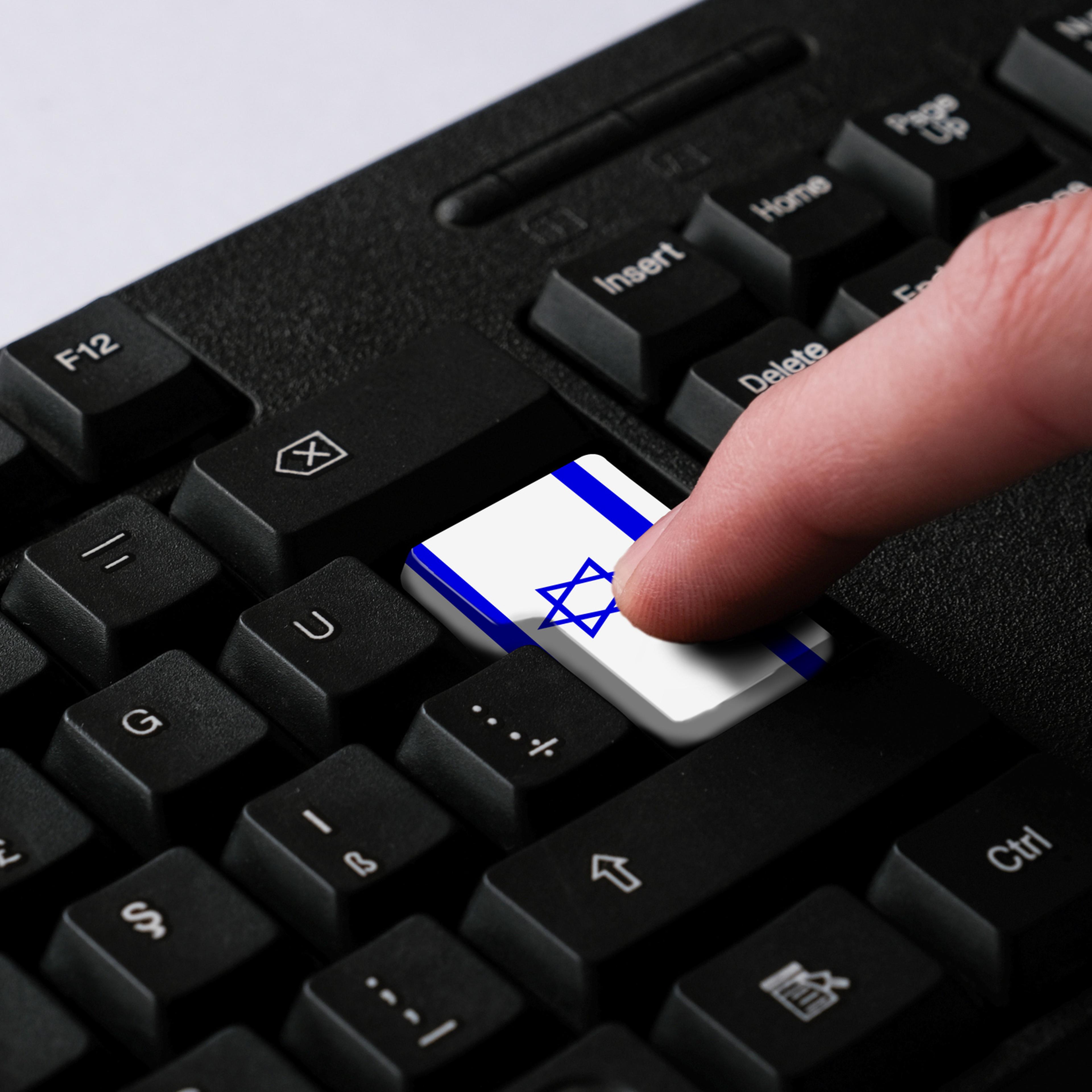 Pressing enter button with Israel flag