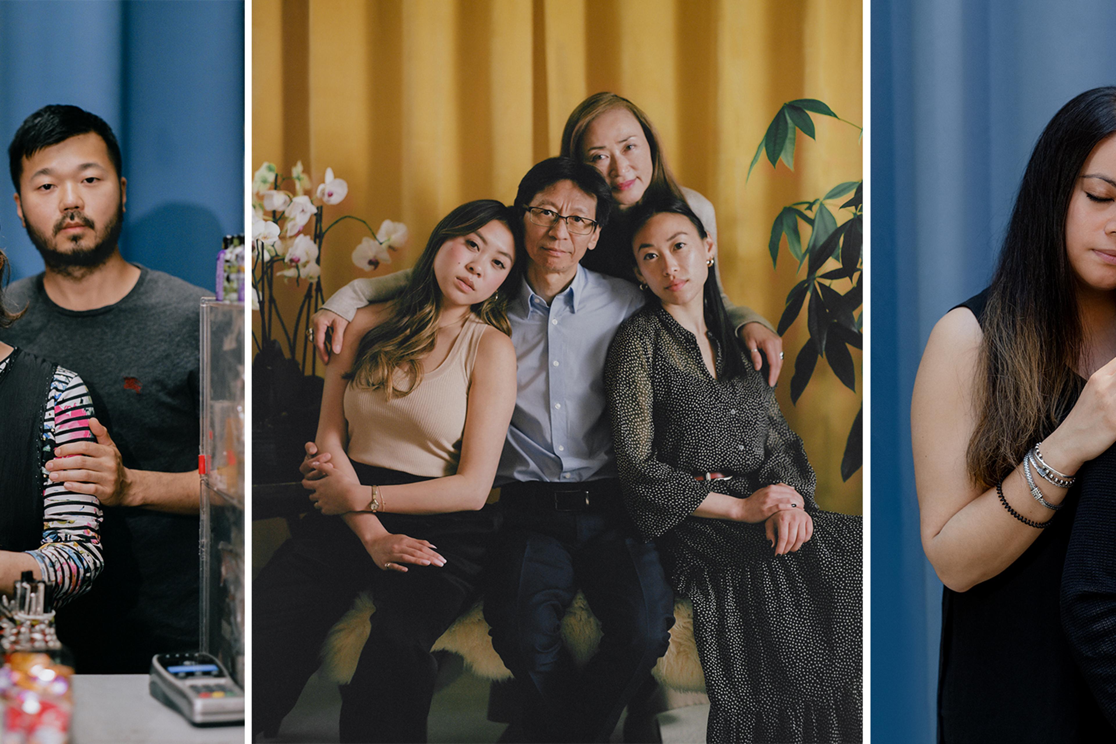 After experiencing the surge in attacks on Asian American elders firsthand this year, these families, and others like them, have found strength in their bonds. Pictured from left to right: the Sung family in North Carolina, the Chan family in California and the Kari family in New York.