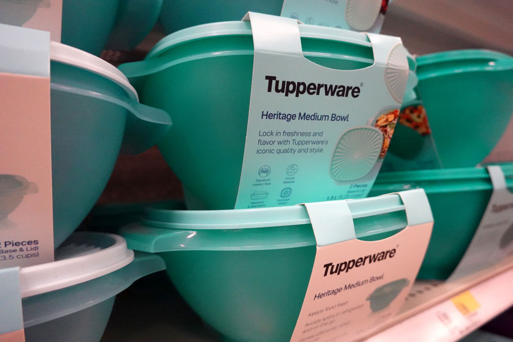 Tupperware products are offered for sale at a retail store in Chicago, Illinois, on April 10, 2023.