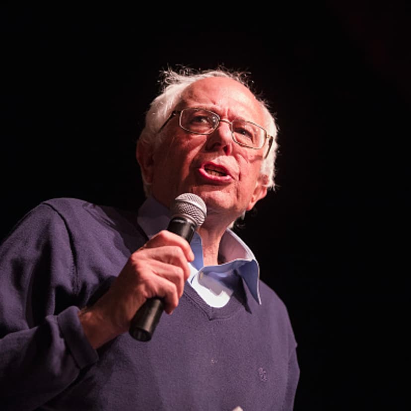 Democratic presidential candidate Senator Bernie Sanders (I-VT) speaks at a concert he was hosting to raise support for his campaign at the Adler Theater on October 23, 2015 in Davenport, Iowa.