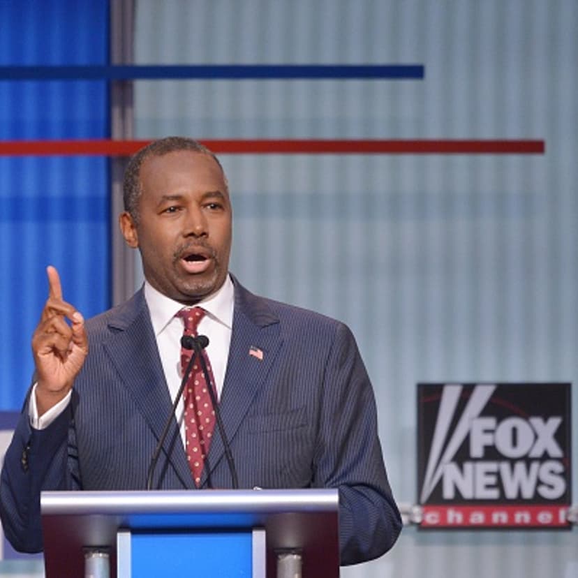 Retired neurosurgeon Ben Carson speaks during the prime time Republican presidential debate on August 6, 2015 at the Quicken Loans Arena in Cleveland, Ohio.