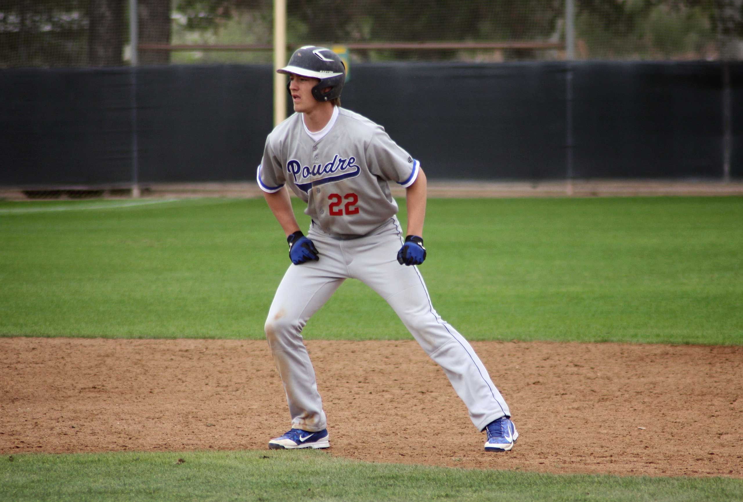 This photo provided by Dawn Gaes shows Poudre High School baseball player Taylor Gaes during a baseball game.