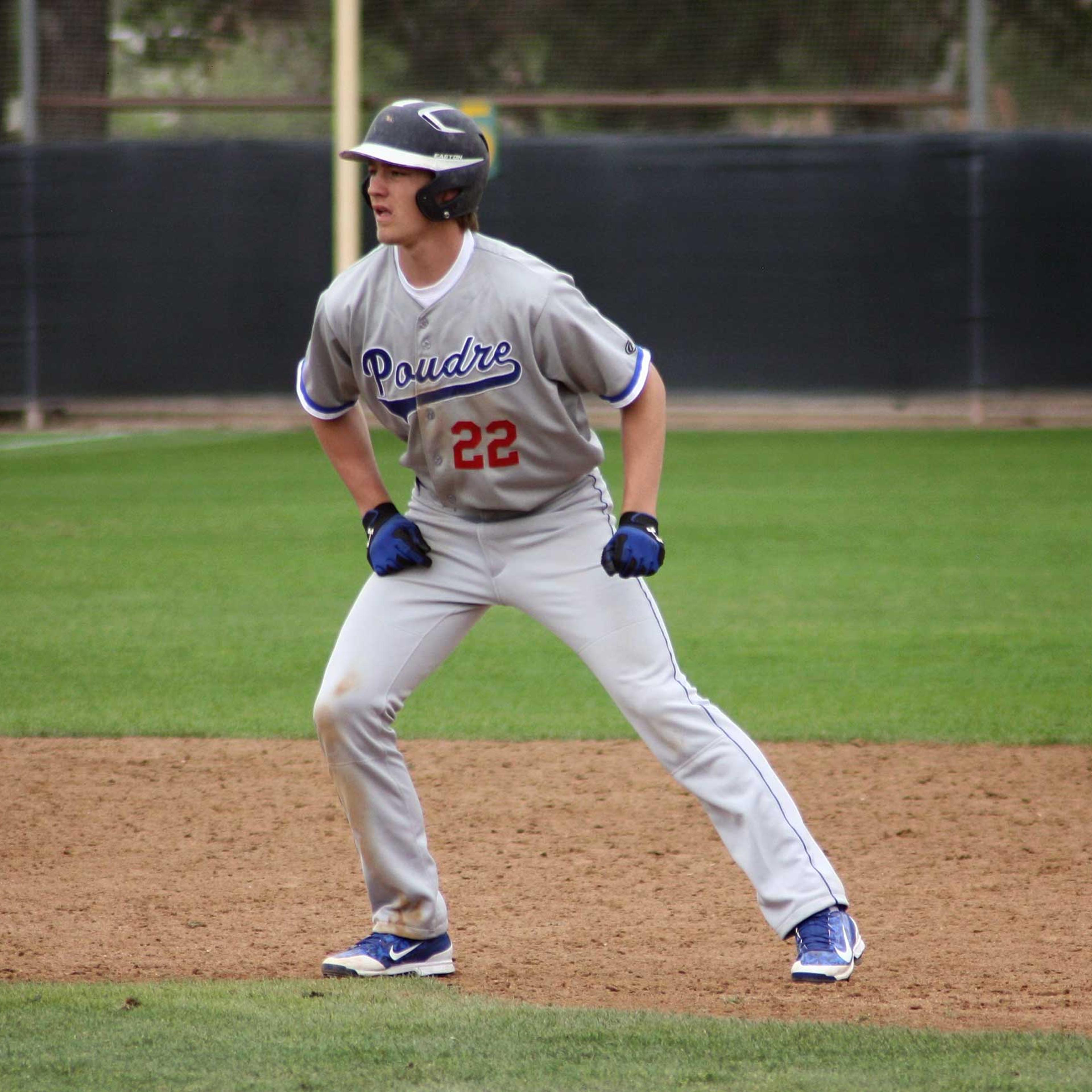 This photo provided by Dawn Gaes shows Poudre High School baseball player Taylor Gaes during a baseball game.