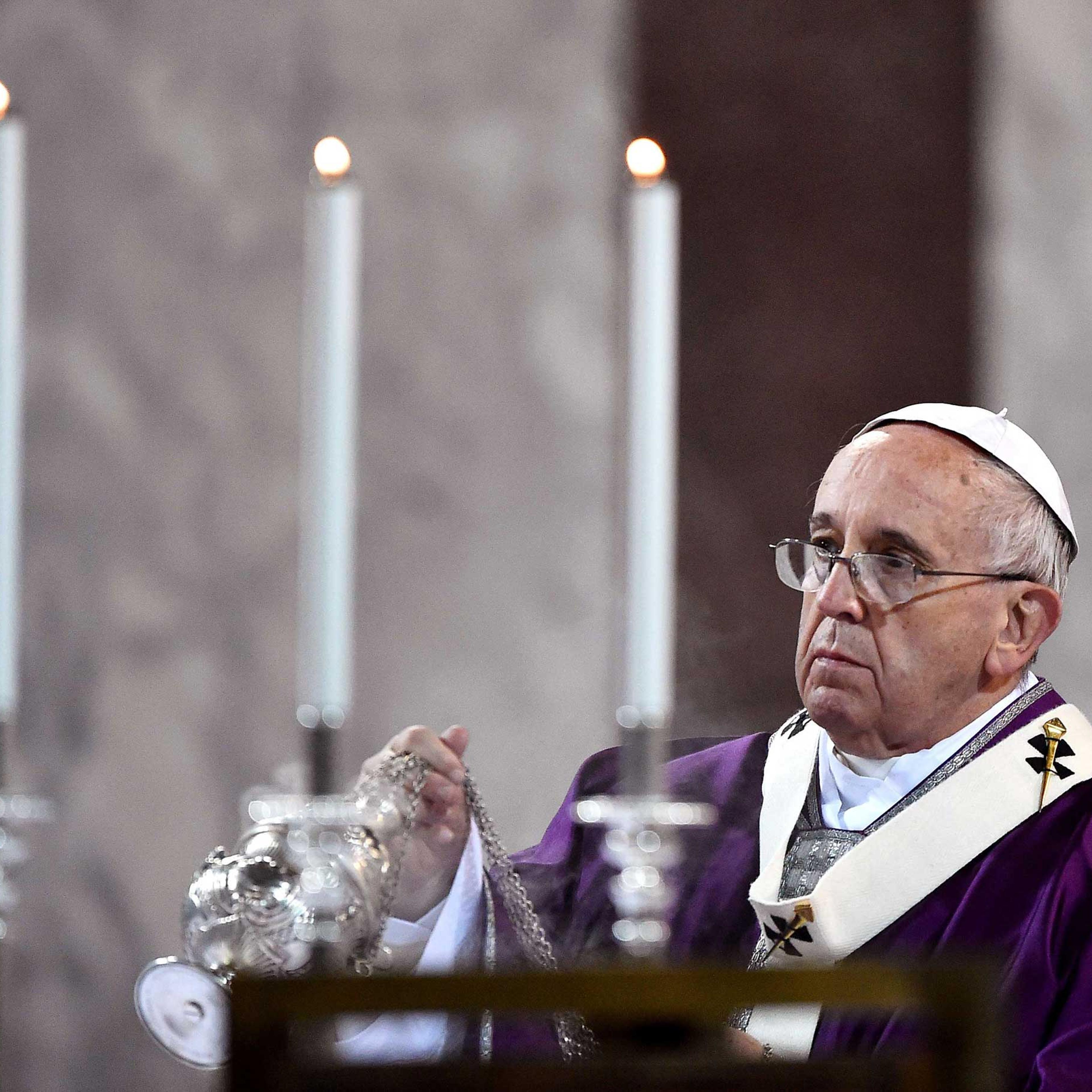 Pope Francis leads the Ash Wednesday mass , Feb.18, 2015 at Santa Sabina church in Rome.