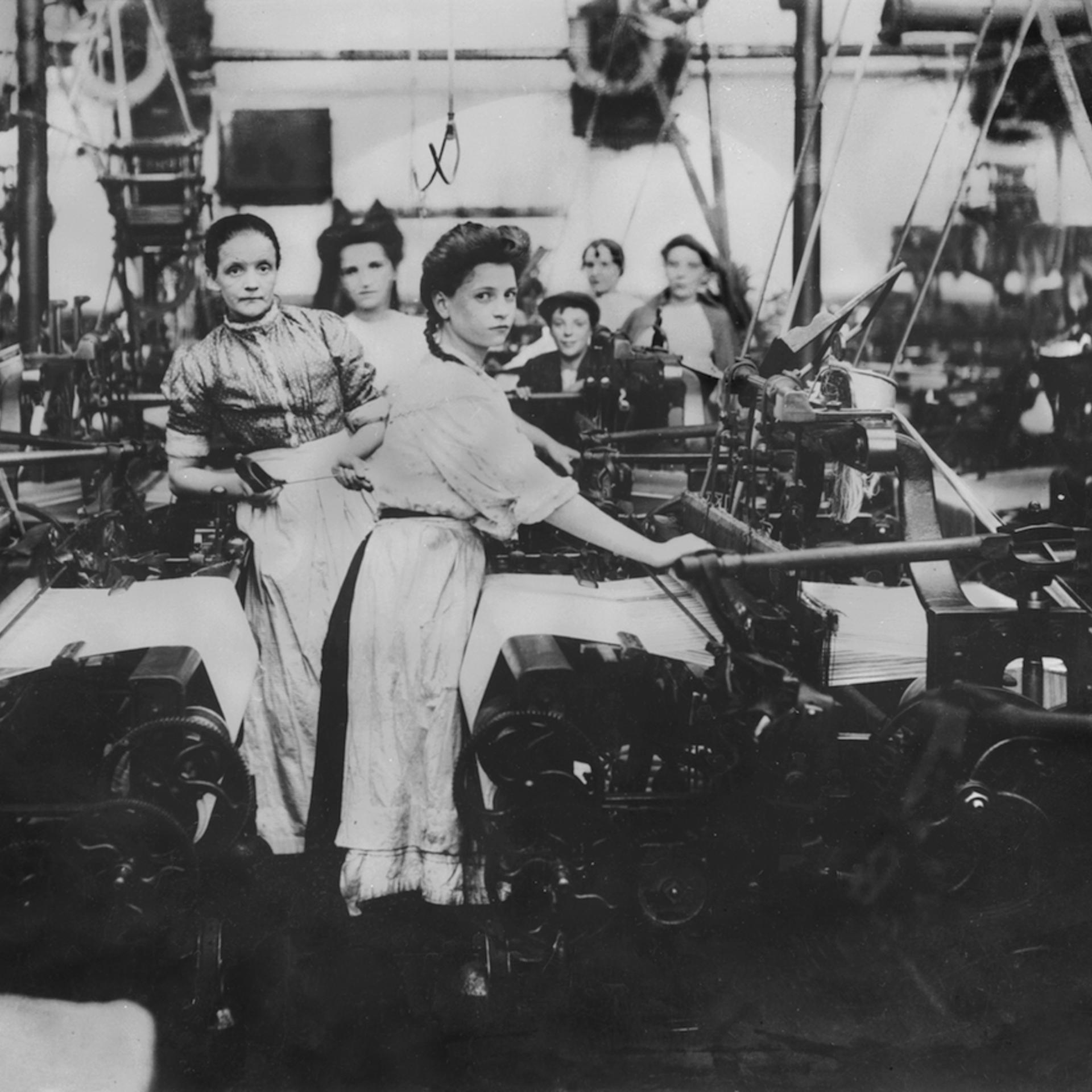 Mill Girls at their Machines