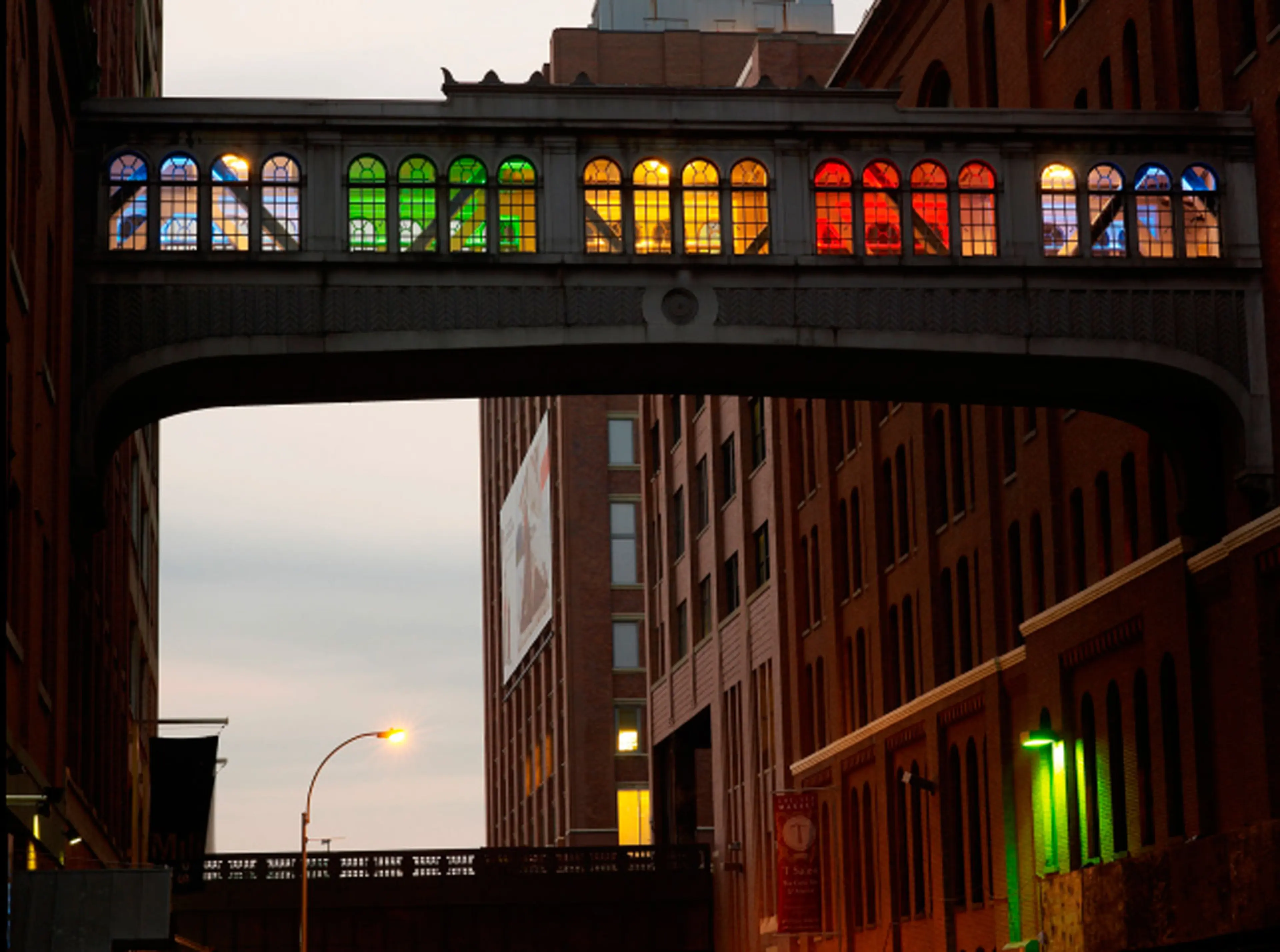 The Google bridge across 16th street in New York City.
