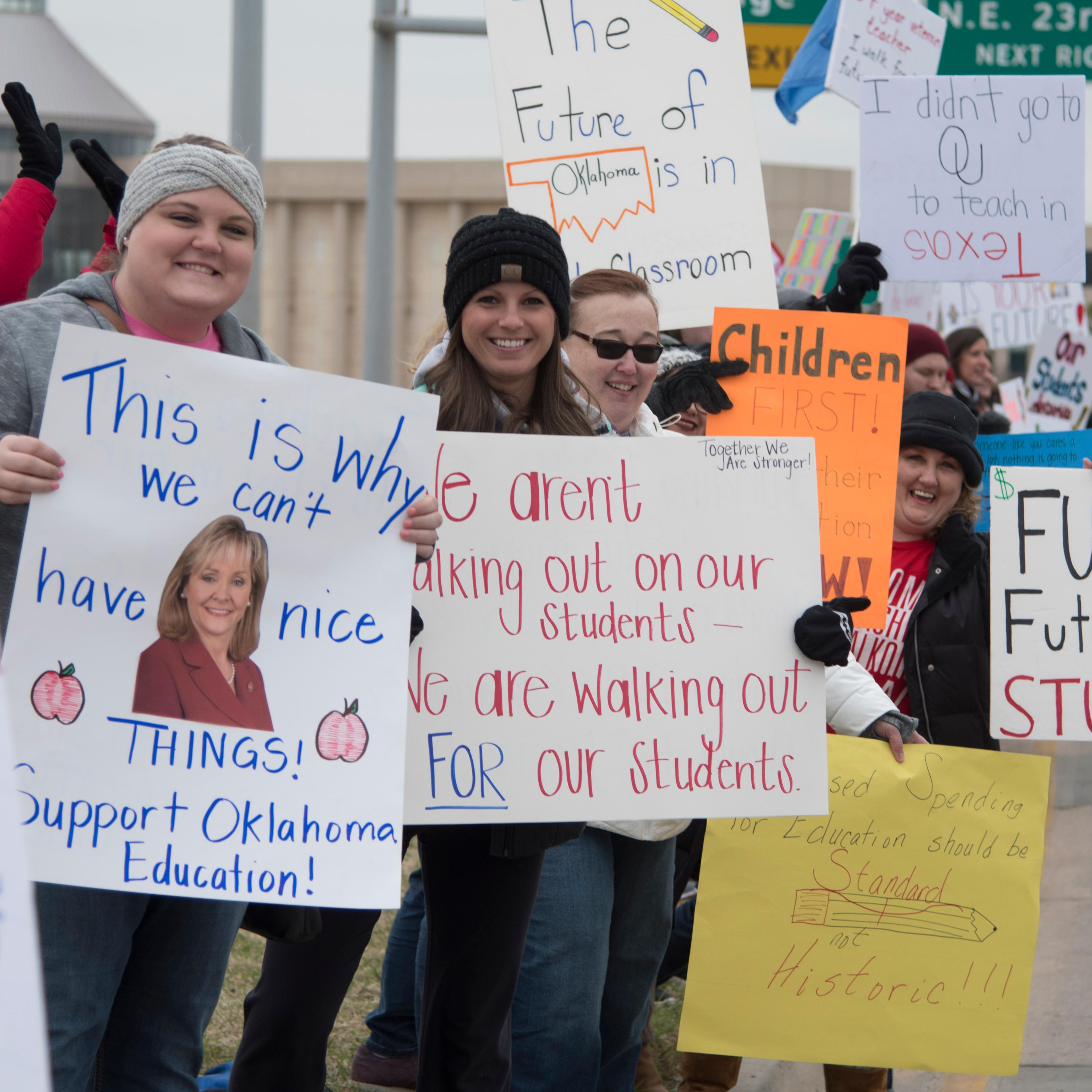 Oklahoma Teachers Go On Strike And Rally At State Capitol