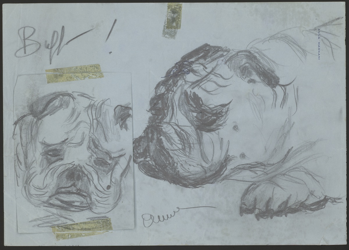 Ana Magnani (Italian, 1908-1973). Buffo!, ca. 1950s. Pencil on paper. 8 1/4 x 11 1/2 inches; 5 5/16 x 4 inches.