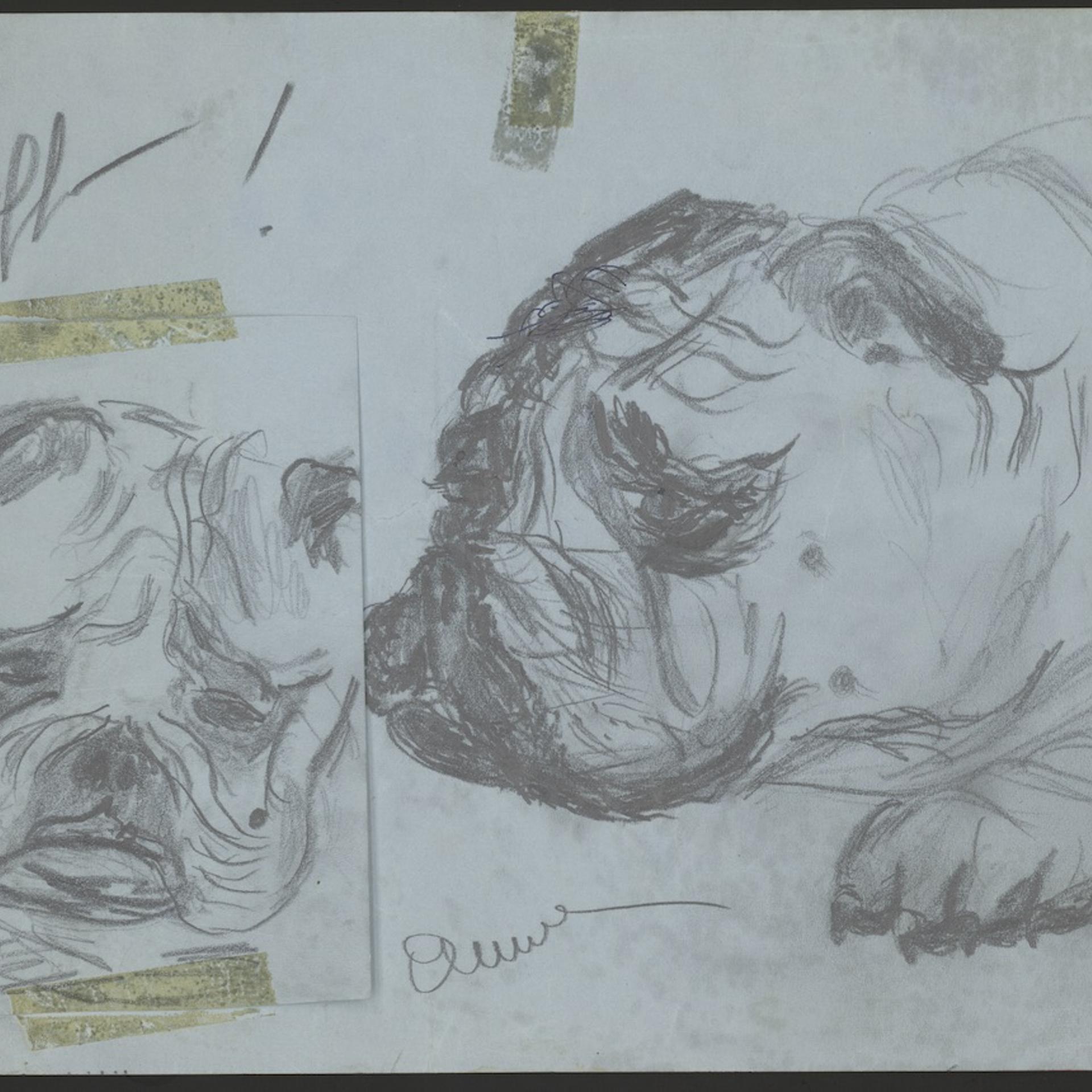 Ana Magnani (Italian, 1908-1973). Buffo!, ca. 1950s. Pencil on paper. 8 1/4 x 11 1/2 inches; 5 5/16 x 4 inches.