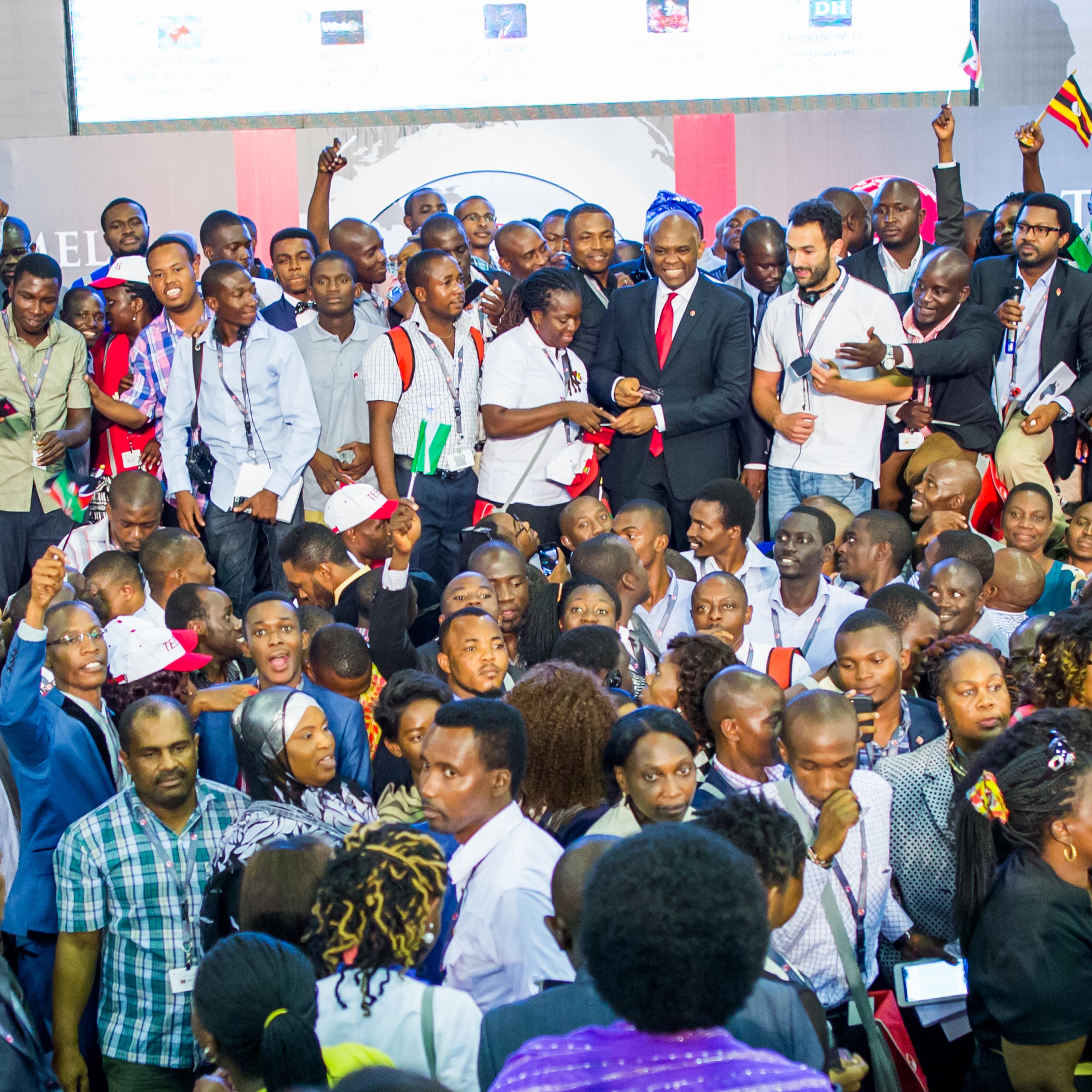 Tony O. Elumelu with the 1,000 entrepreneurs representing 51 African countries from the 2015 class of the $100 million Tony Elumelu Entrepreneurship Programme during the entrepreneurship boot camp in Ota, Nigeria in July.
