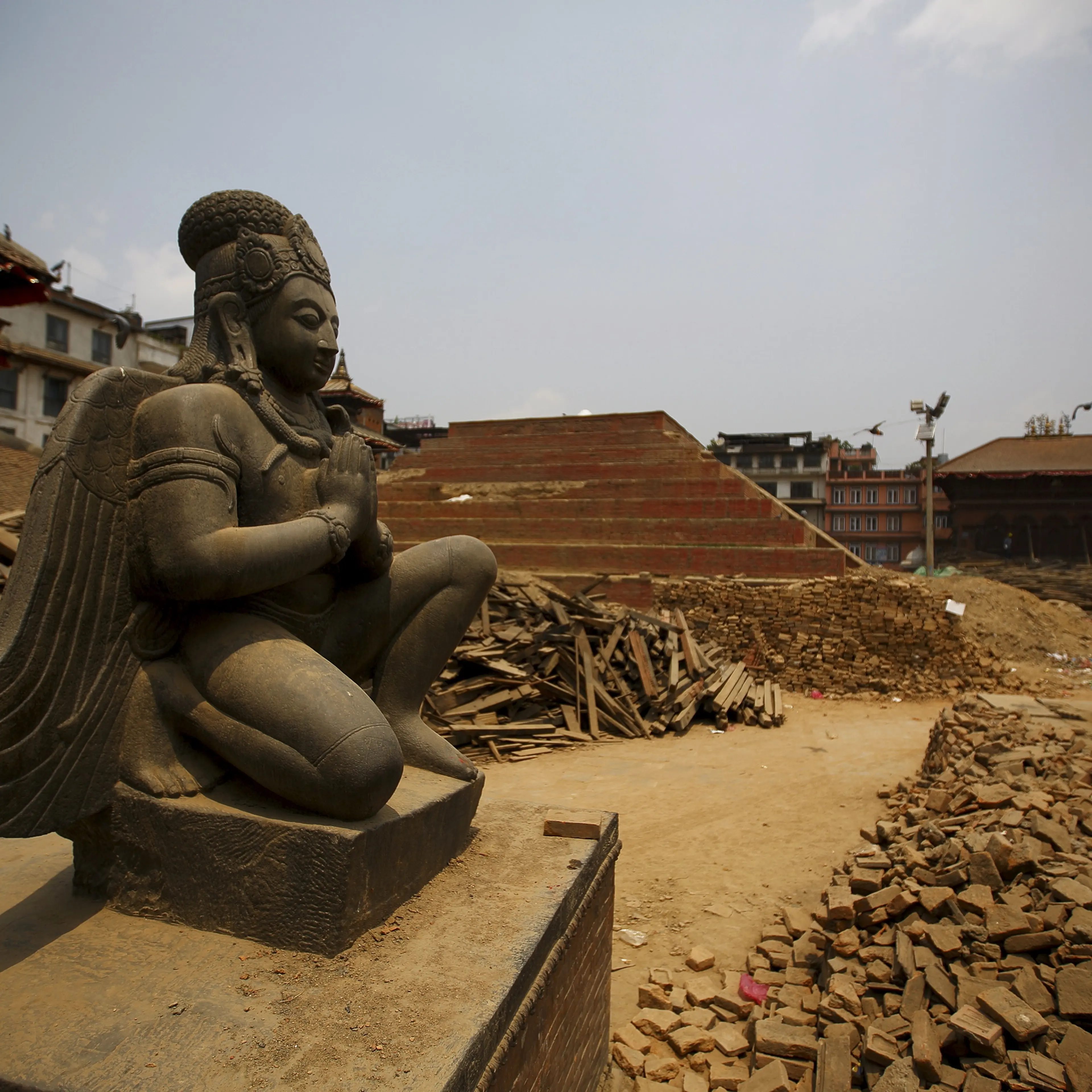 Remains of a collapsed temple are pictured at Bashantapur Durbar Square