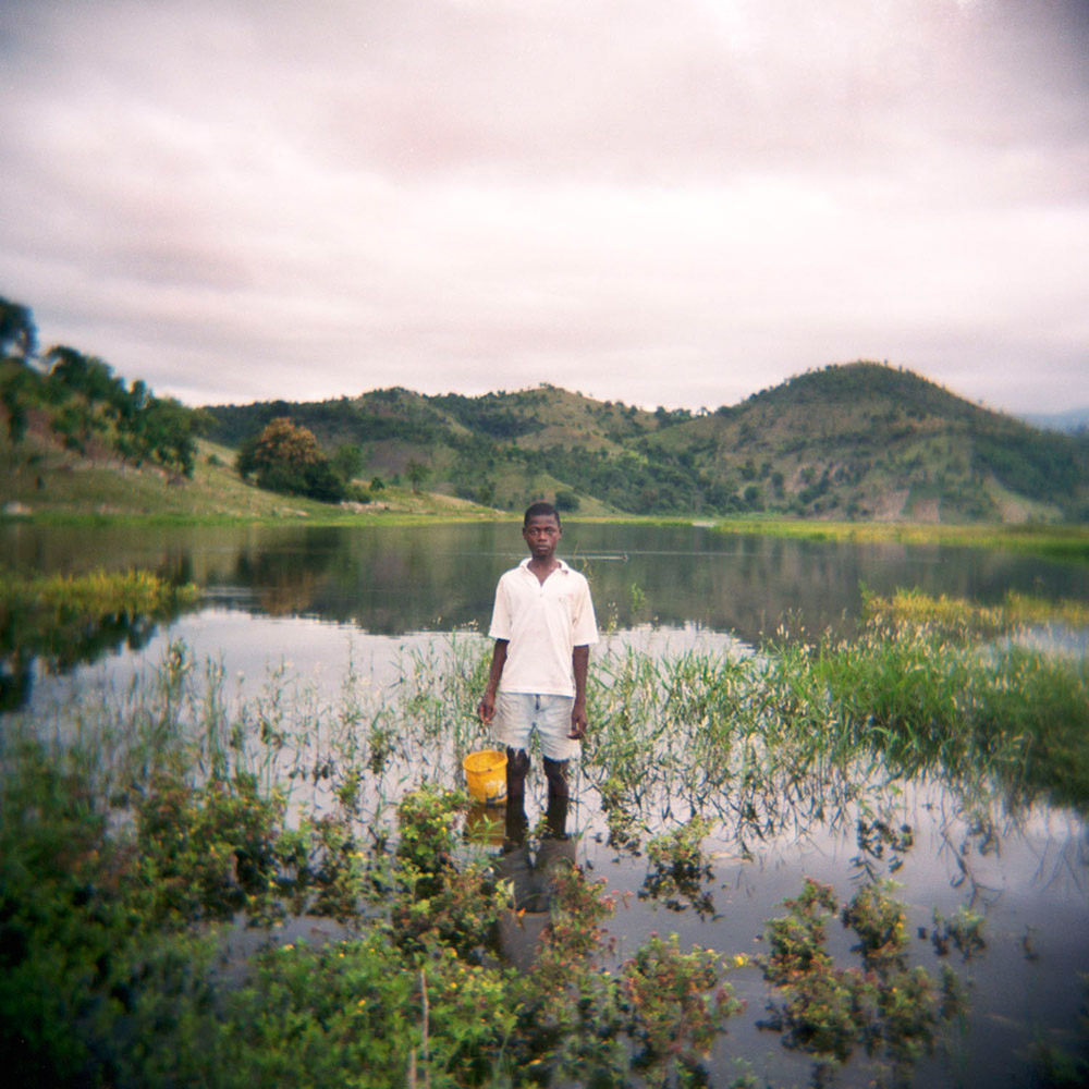 A man fishing near Camp Perrin, a small agricultural town south of Port-au-Prince, and the site of Fotokonbit's first workshop.