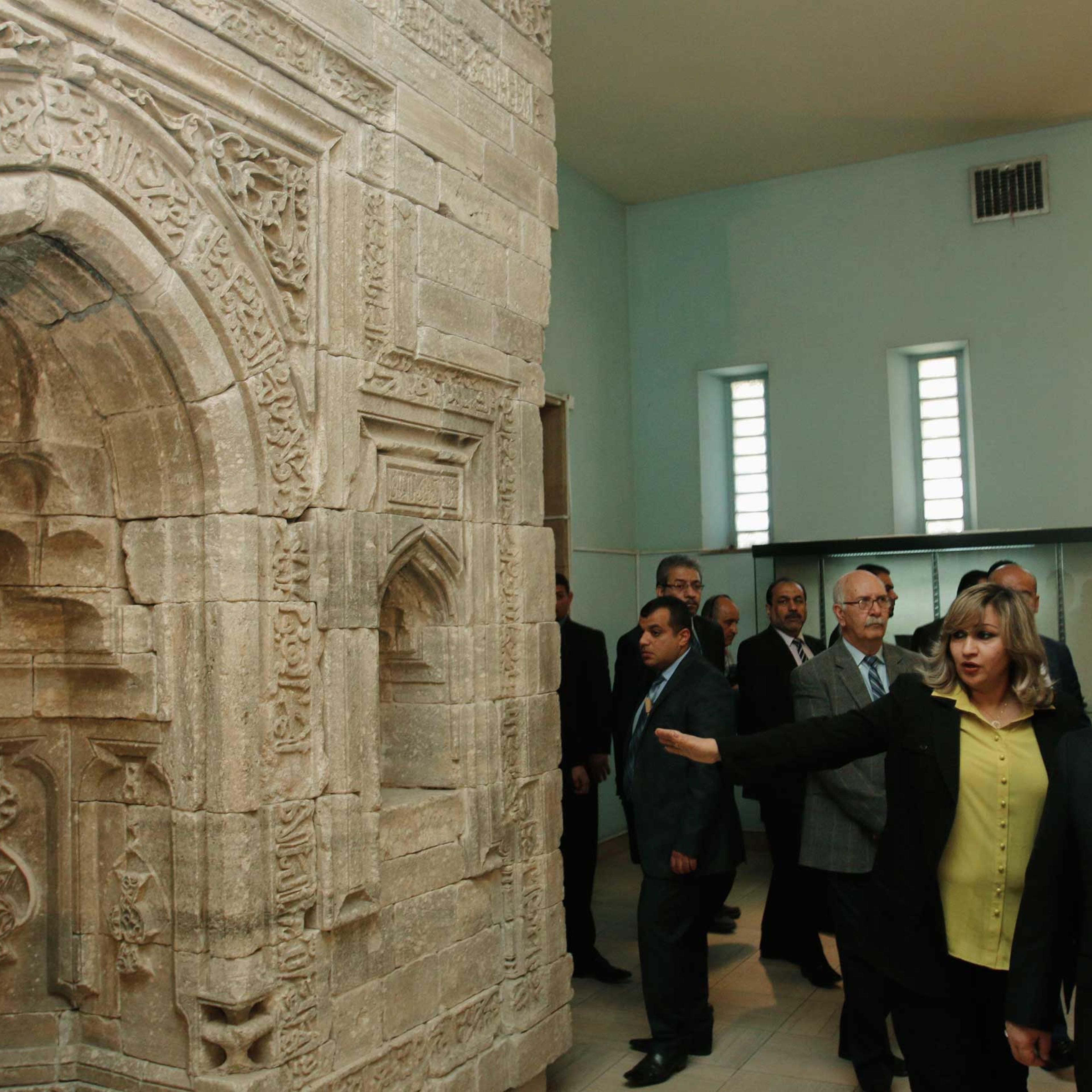 Iraqi Prime Minister Haider al-Abadi visits the Iraqi National Museum in Baghdad